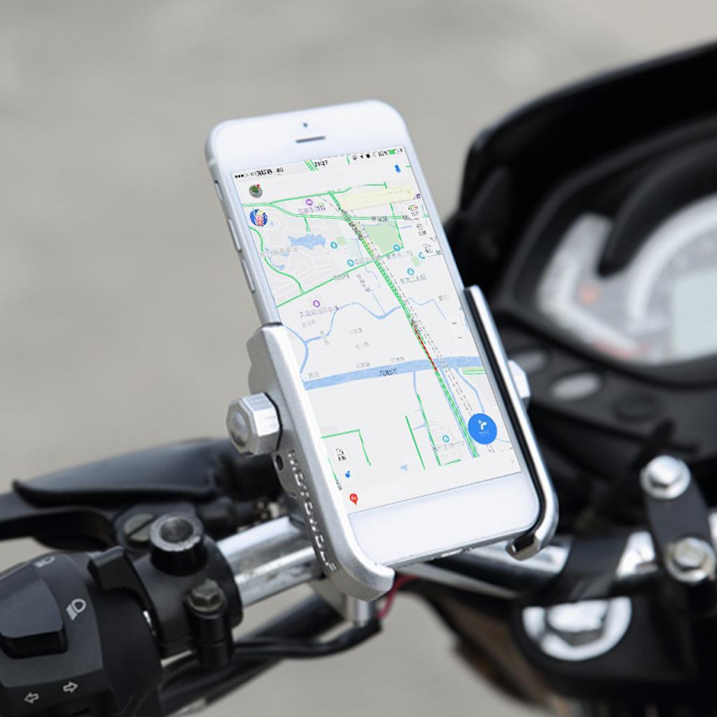 Motorcycle Bike Aluminum Phone Handlebar Mount Holder for Phone black