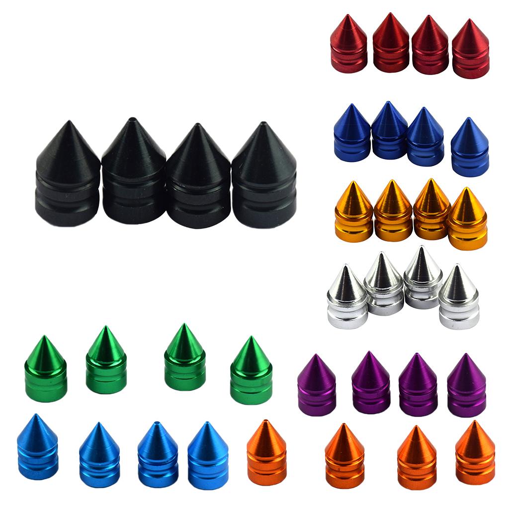 2x4 Pieces Aluminum Tire/Rim Valve/Wheel Spike Cover Stems Cap Black