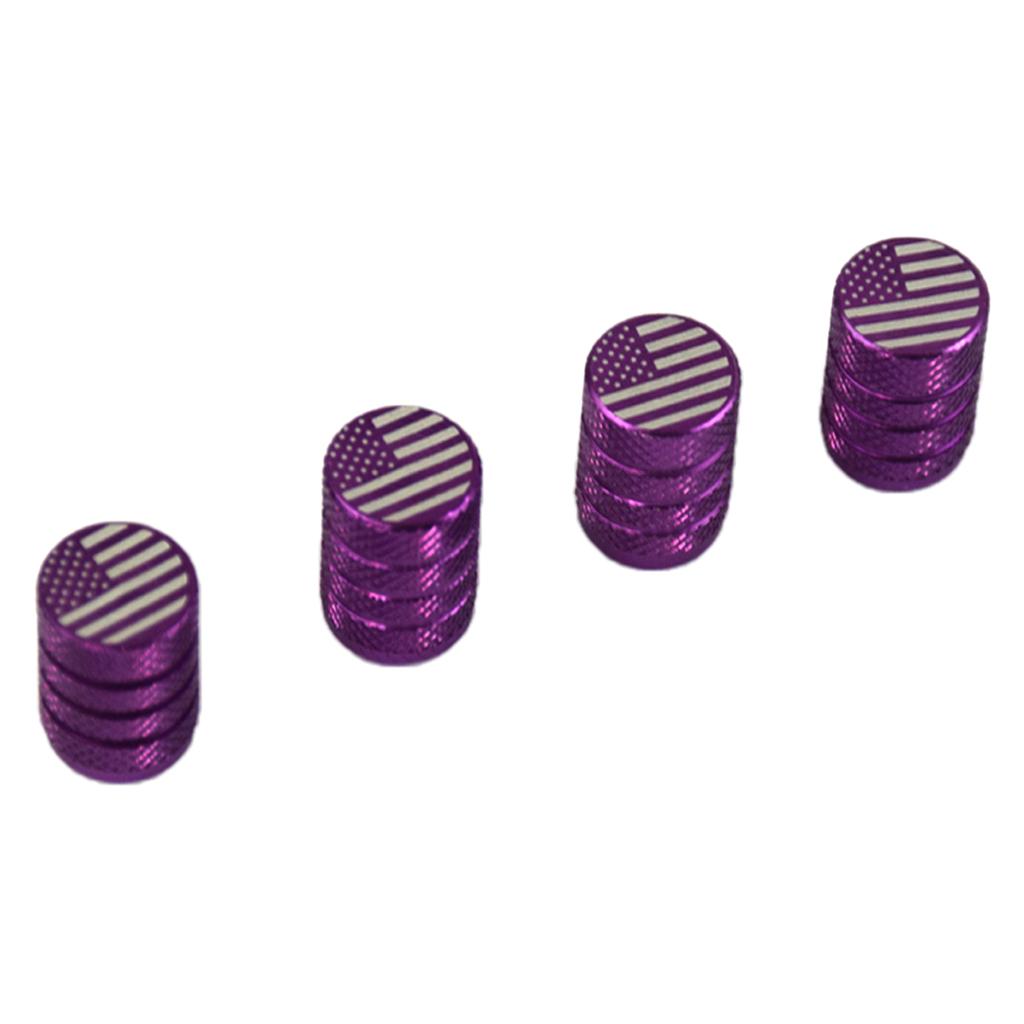 USA American Flag - Tire Rim Valve Stem Caps - Aluminum Purple