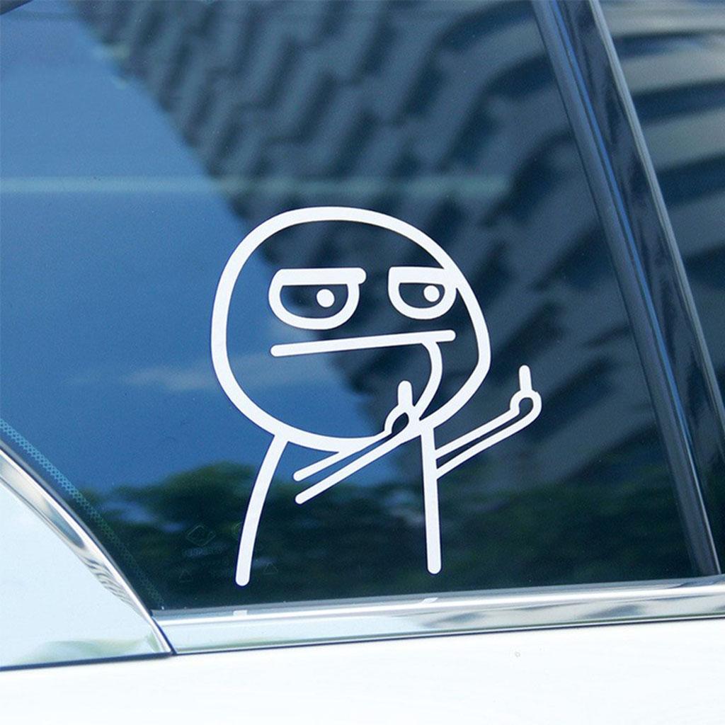 Auto Cartoon JDM Funny Middle Finger Reflective Vinyl Sticker Decal Black