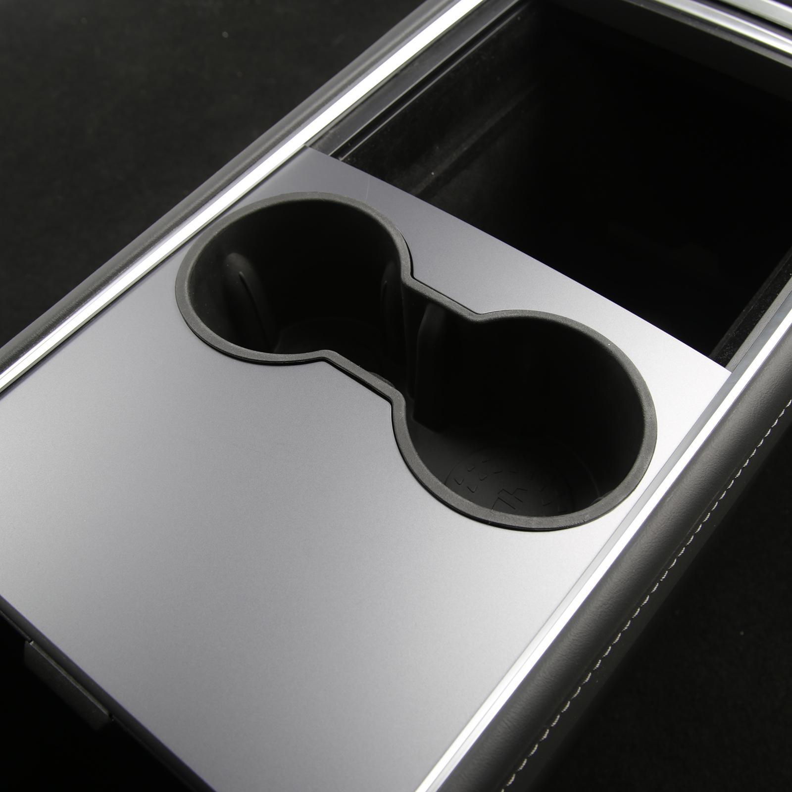TPE Car Water Cup Holder Shockproof for Tesla Model 3 Model Y Acc Black