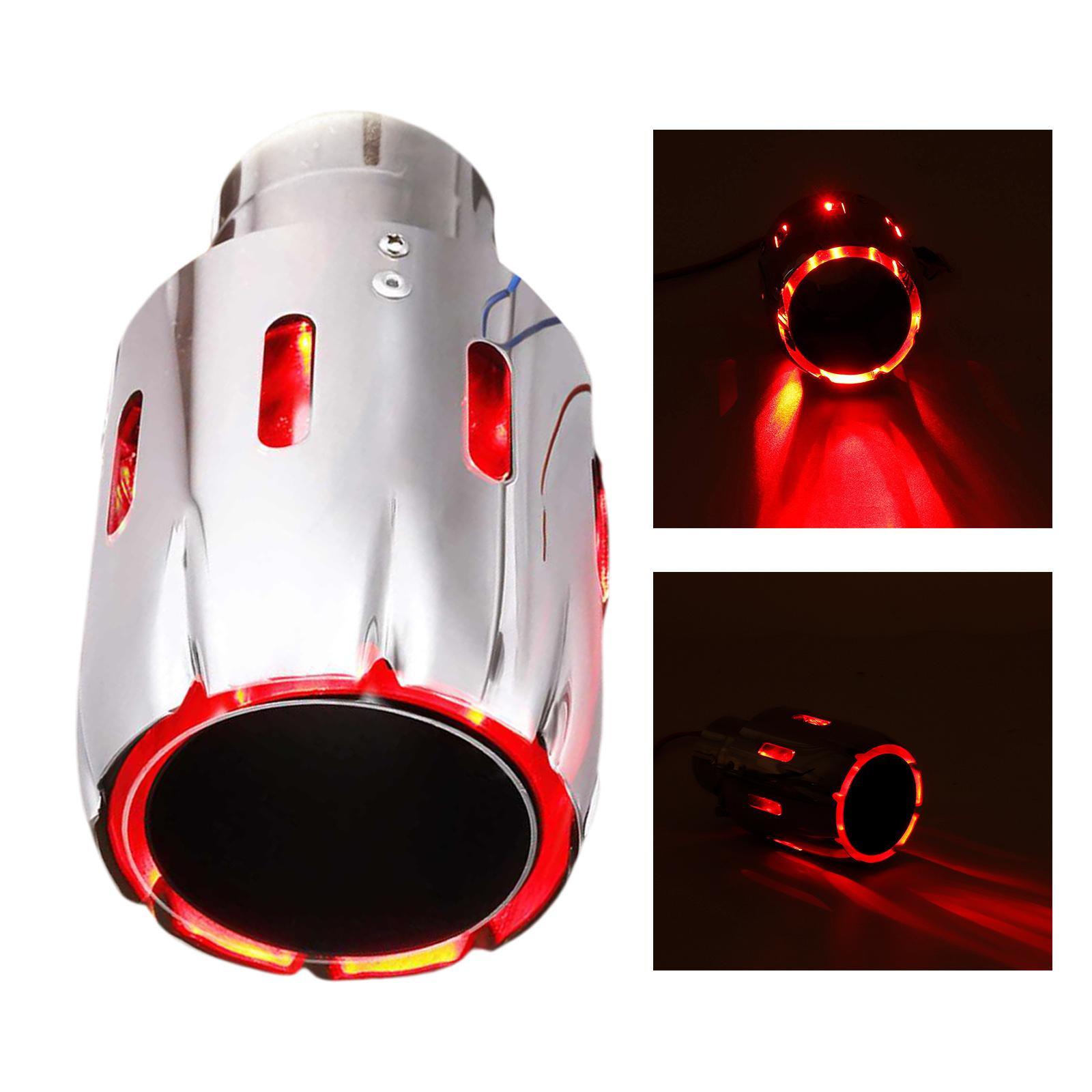 Car stainless steel exhaust pipe LED with light modified tail throat Red