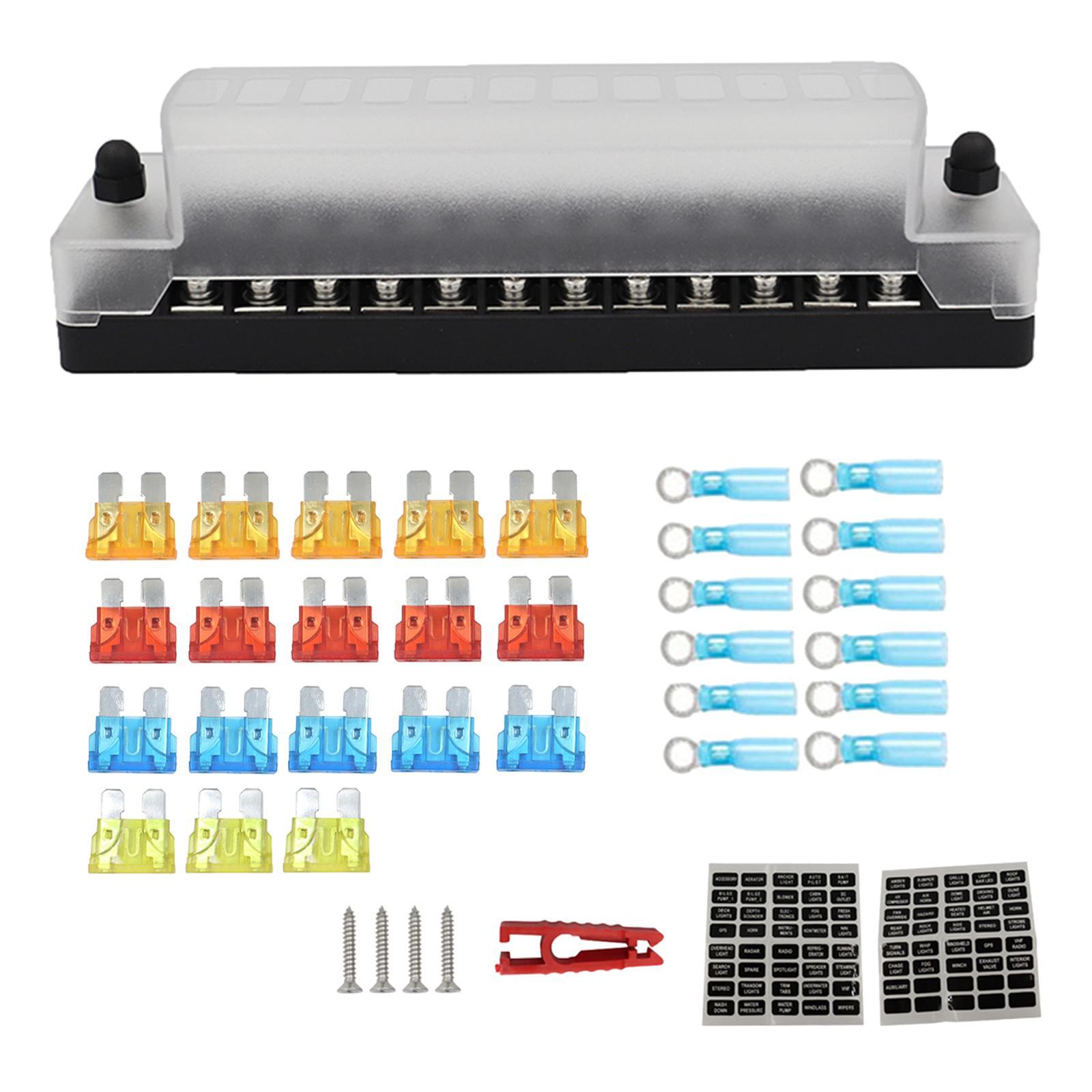 12-Way Blade Fuse Block 12-32V Fuse Box Holder for Automotive Car Style D