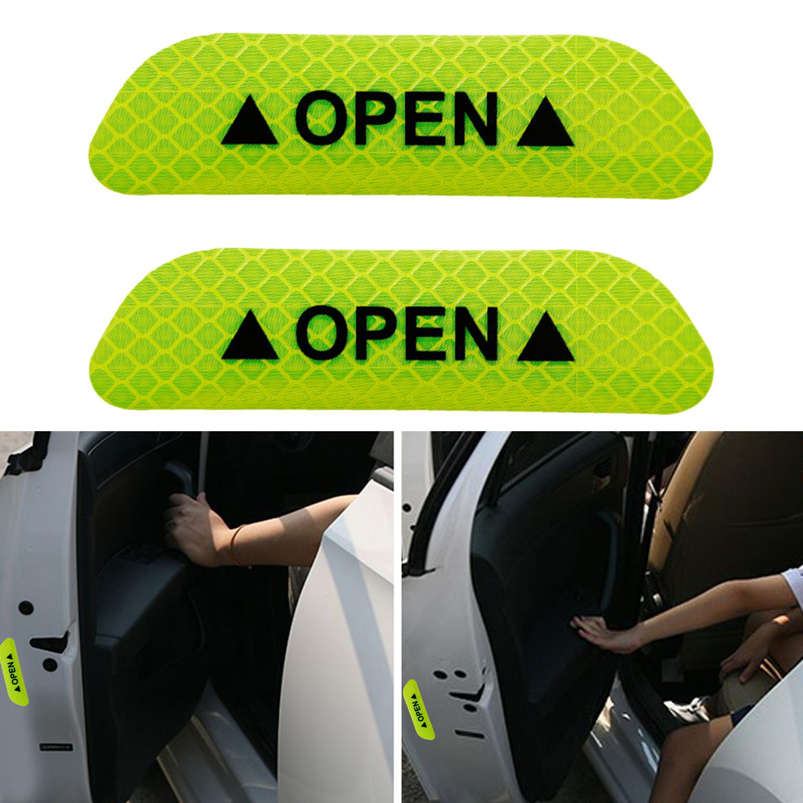 2Pieces Car Door Stickers Reflector Replacement Green