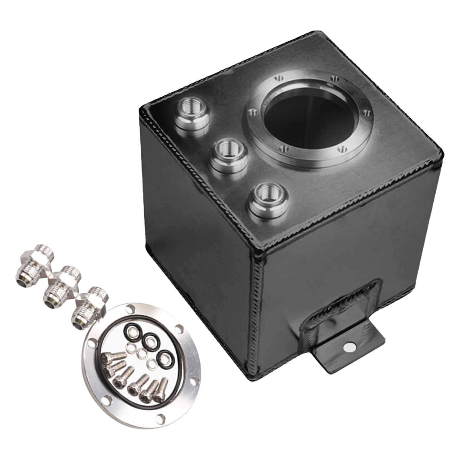 Fuel Surge Pot Tank Universal Aluminum Alloy with Fittings Replacement Parts Black