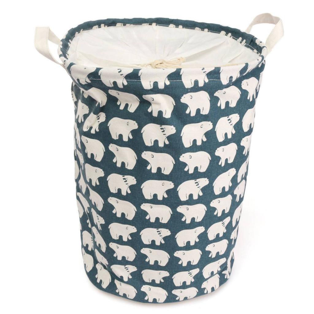 Polar Bears Pattern Foldable Waterproof Laundry Toy Bag Can Bin Bag Basket
