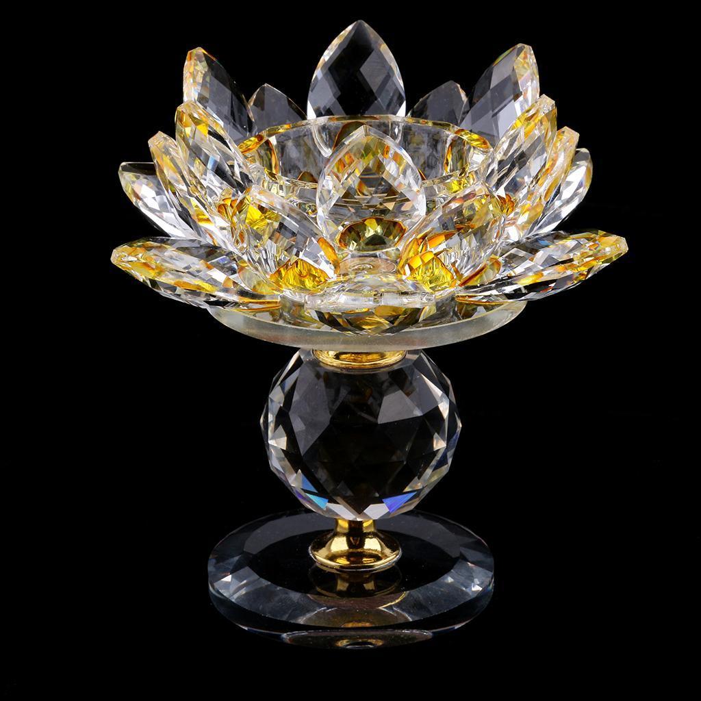 Buddhistische Kristallglas Lotus Kerzenhalter Teelichthalter Ornament füt 