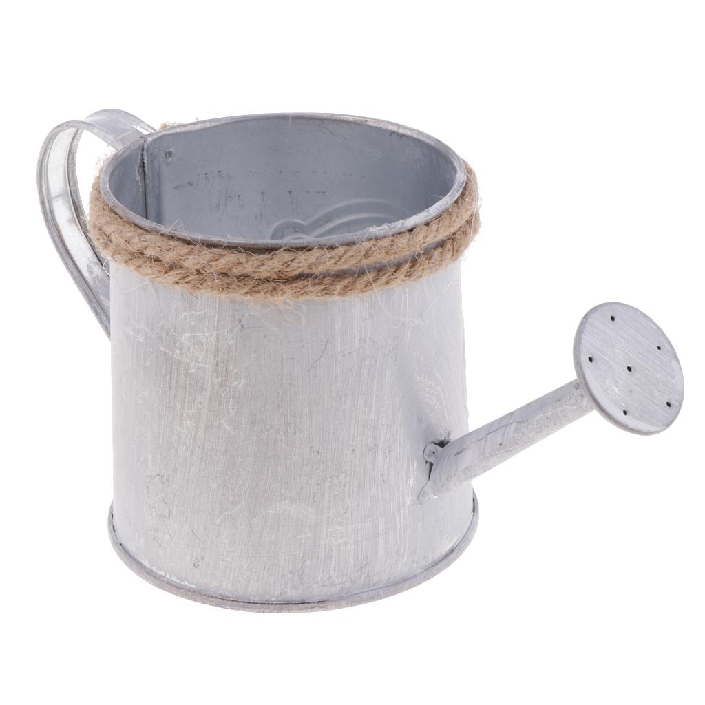 Metal Flower Watering Barrel Flower Pot Plant Bucket Desktop Home Ornament