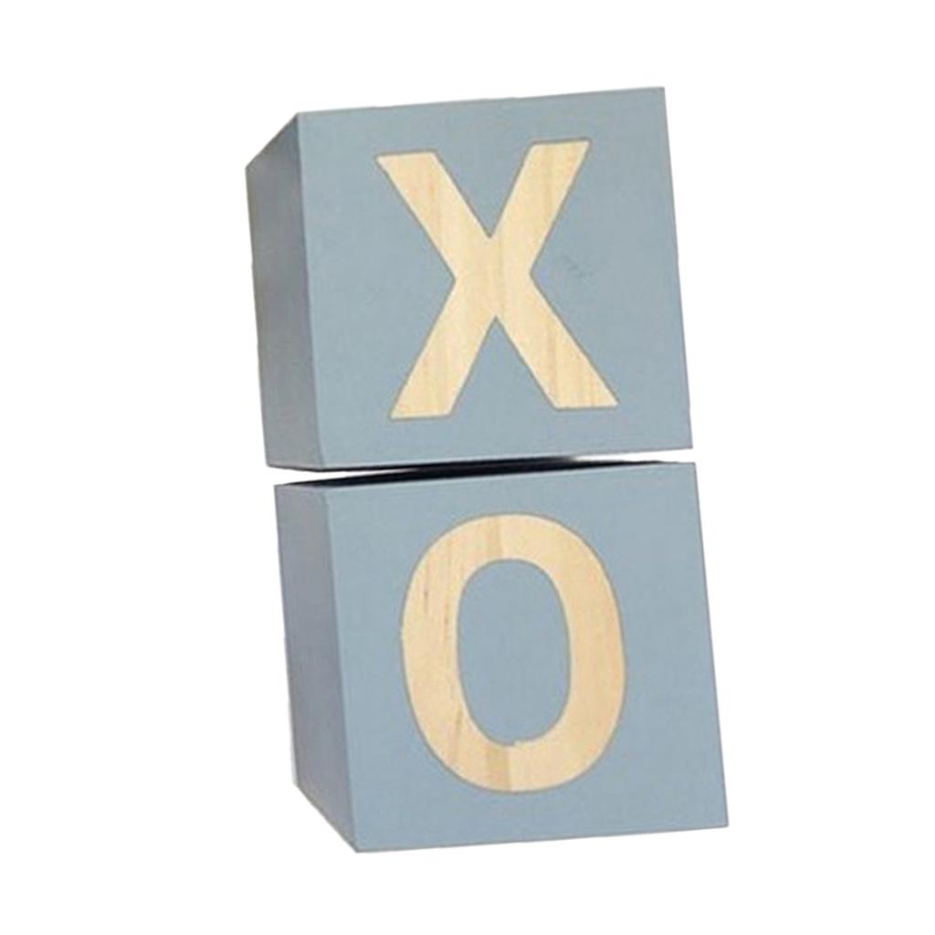Solid Wooden Cube Kids Building Blocks Educational Toys Table Decor Grey
