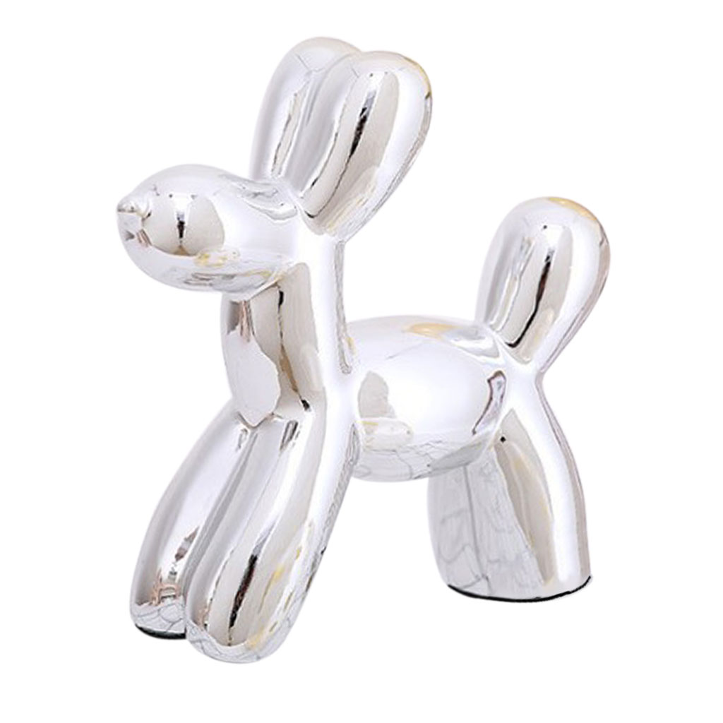 Ceramic Balloon Dog Ornament Mini Animal Figurine Novelty Gifts Silver