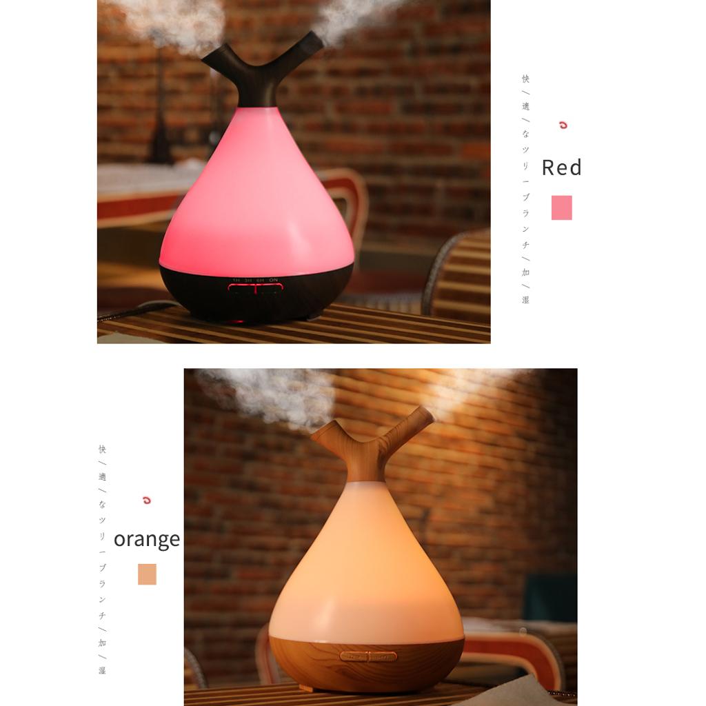 Wood Grain Essential Oil Diffuser Humidifier US Plug LED Light Wood Grain