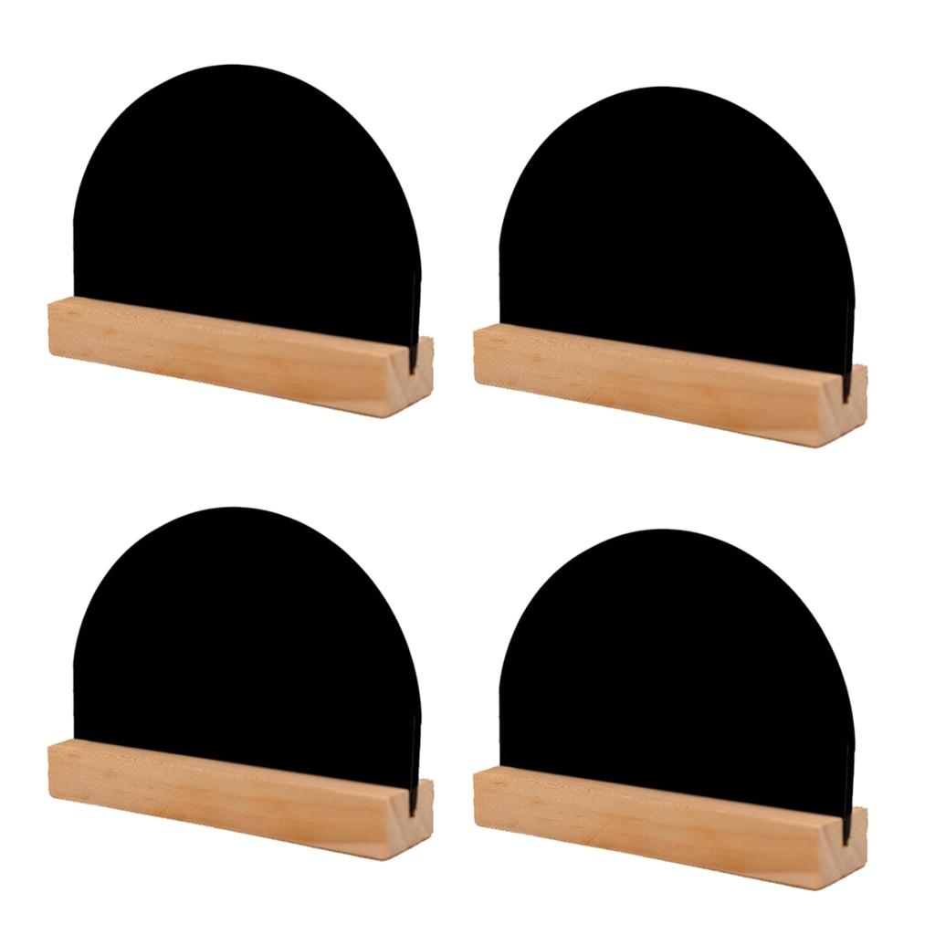 4x Removable Mini Wood Double Sided Blackboard Half-round Message Board+Base