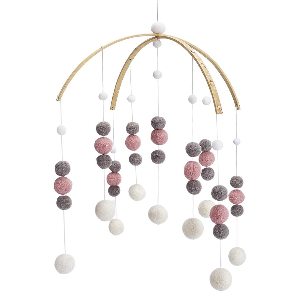 Wind Chime Kids Room Crib Decorative Hanging Balls String Craft Toy Ornament Pink and Gray