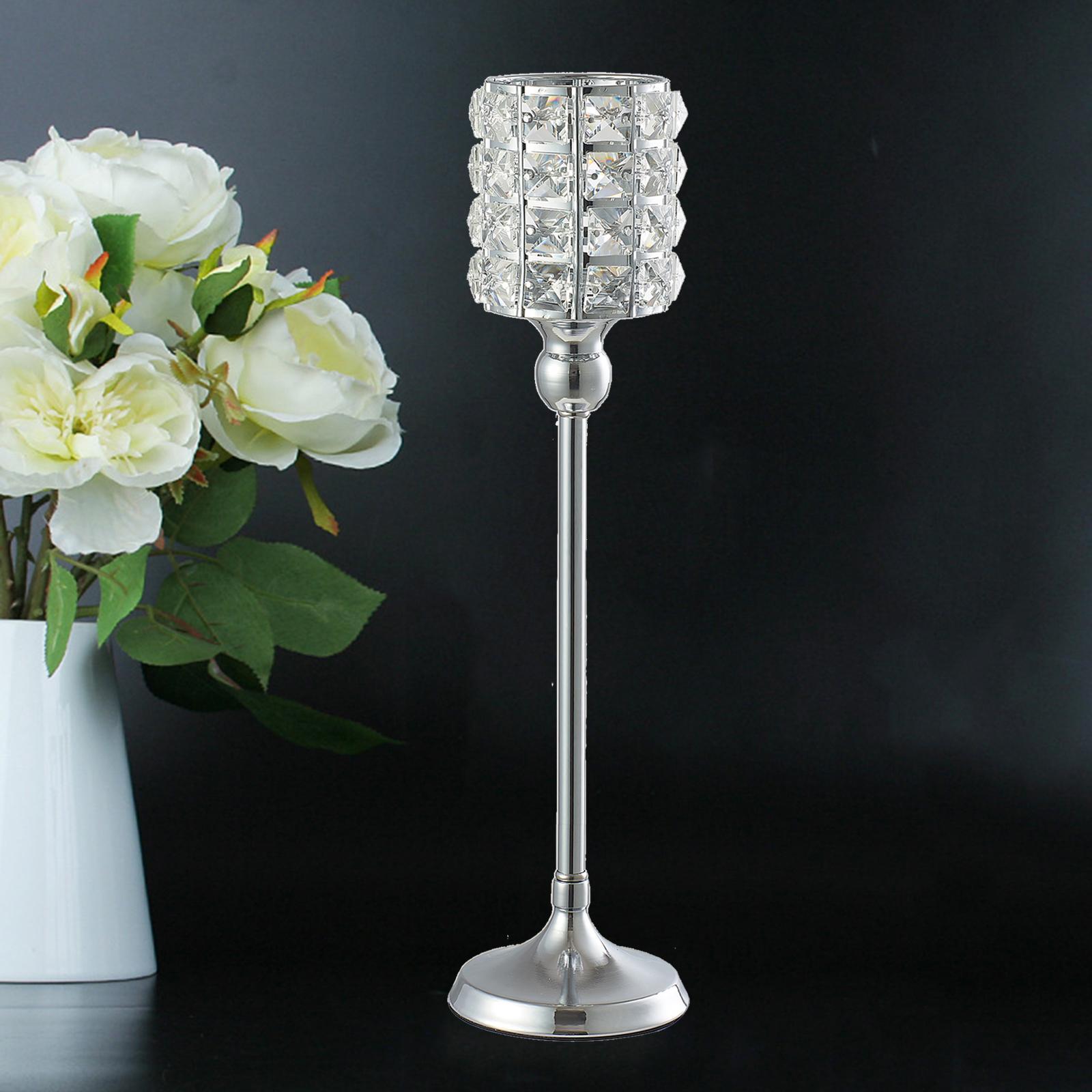 Modern Crystal Candle Holders Stand Tea Light Candlestick 11x41cm