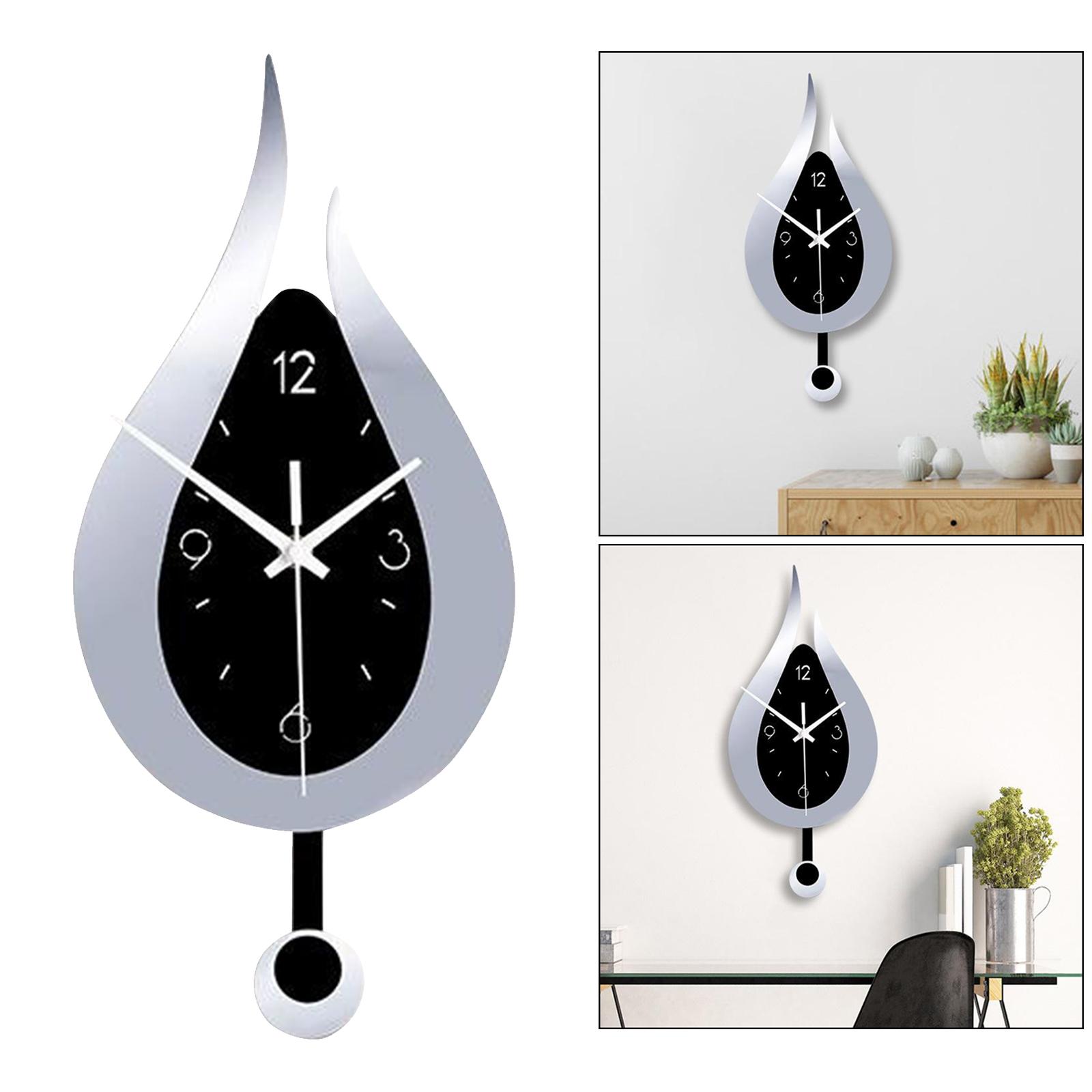 Modern Pendulum Kitchen Wall Clocks Battery Operated Decorative Silver
