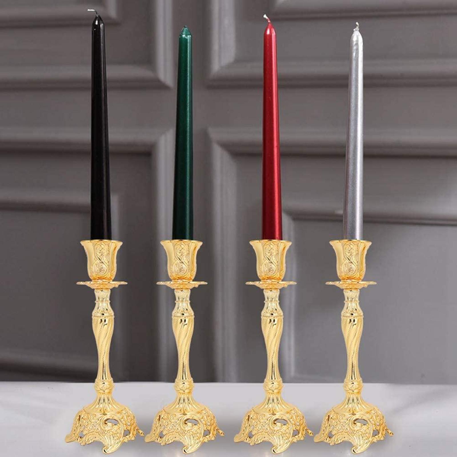 Metal Flowers Candlestick Holders Home Dinner Candle Holder Gold 3x3x7inch