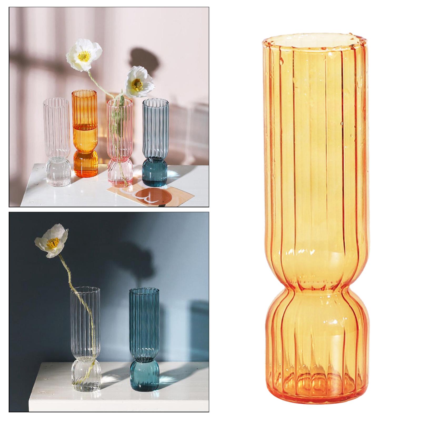 Modern Glass Flower Vase Table Hydroponics Terrarium Plant Holder Container Cylinder Orange