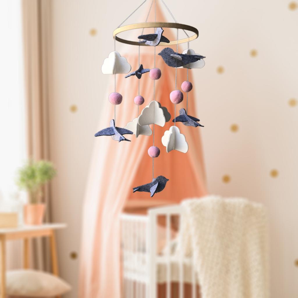 Handmade Felt Baby Crib Mobile Bedroom Hanging Nursery Bed Bell bird