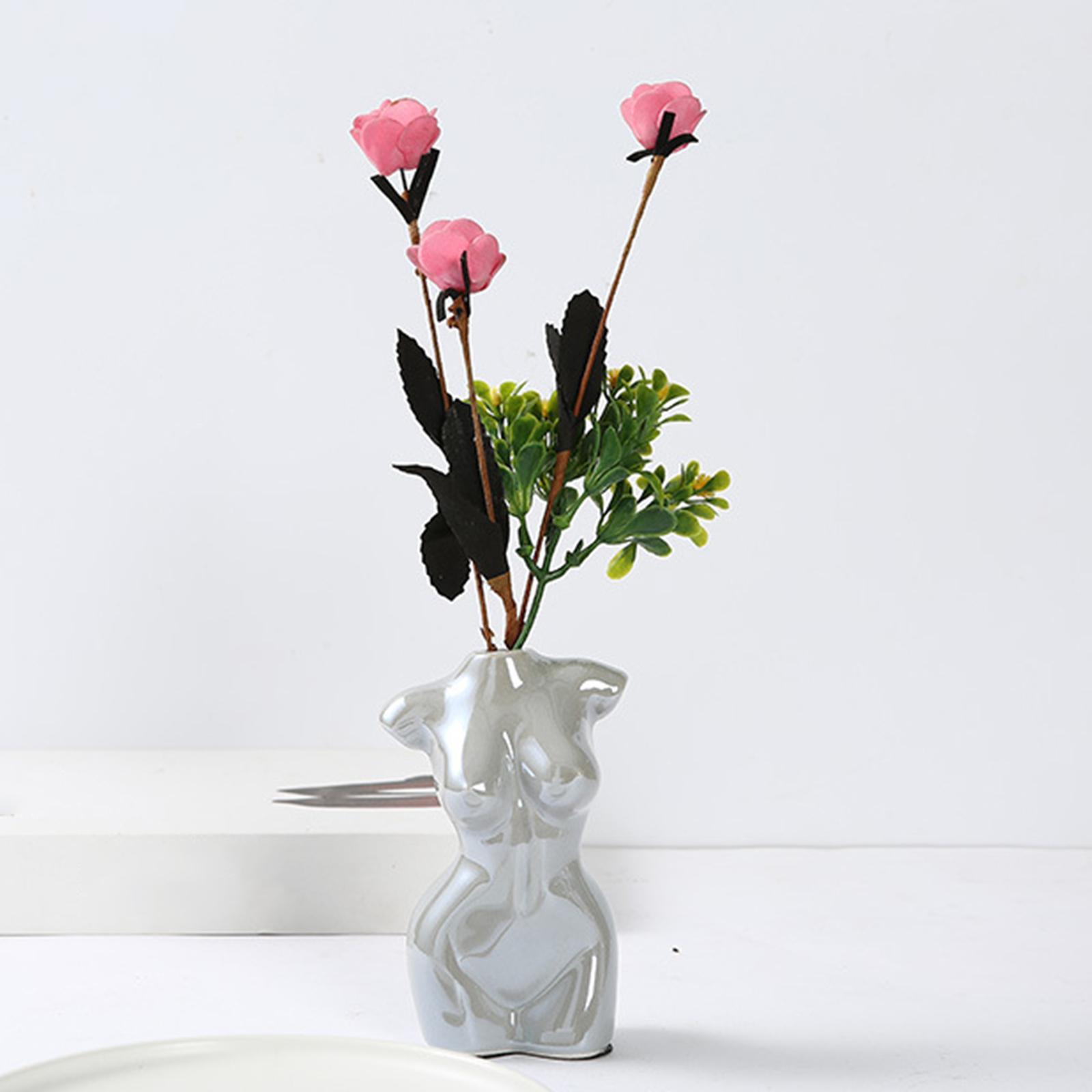 Female Body Vase Art Ceramic Home Tabletop Decor Flower Pot Vase Grey