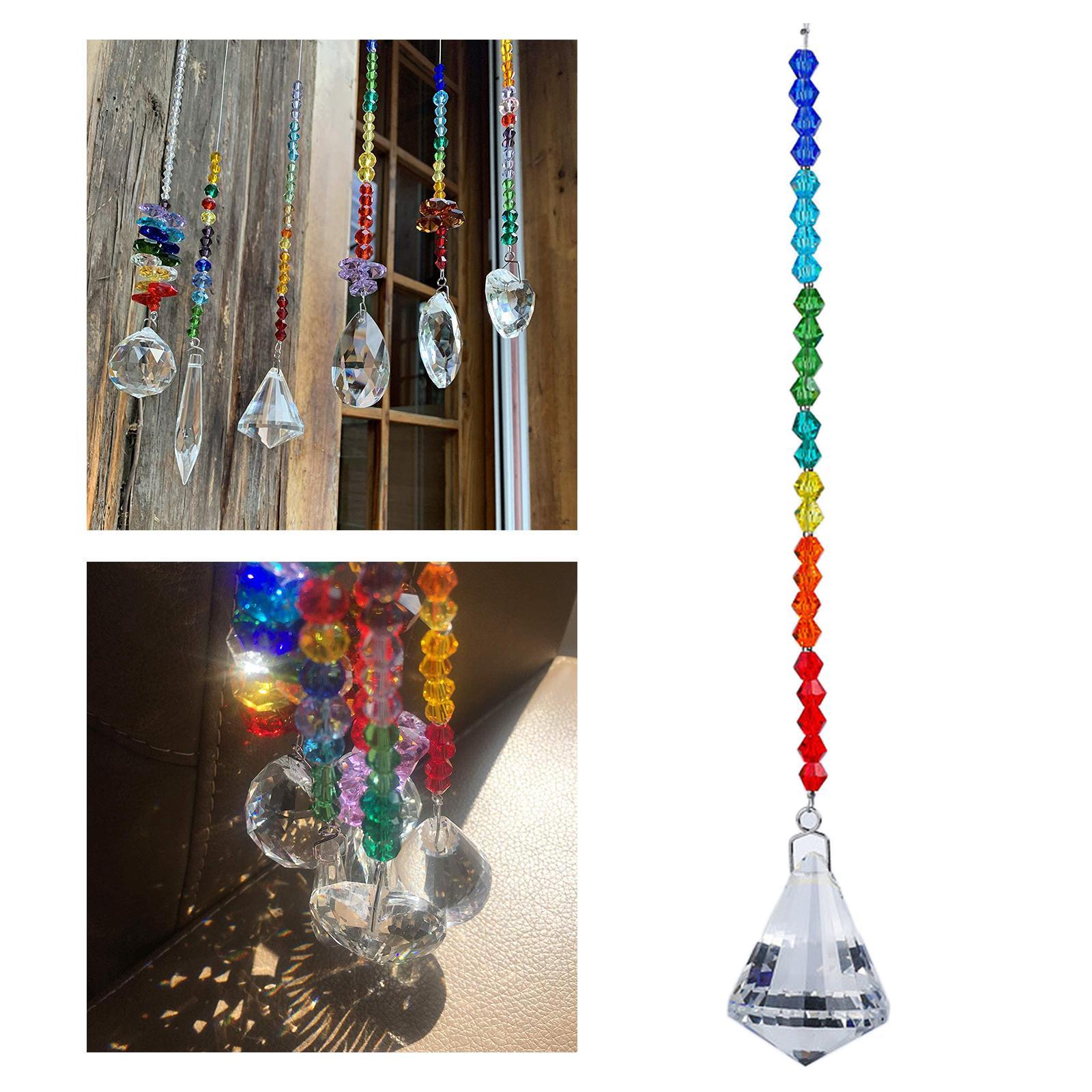 Hanging Crystal Suncatcher Chandelier Window Prism Rainbow Maker Porch E