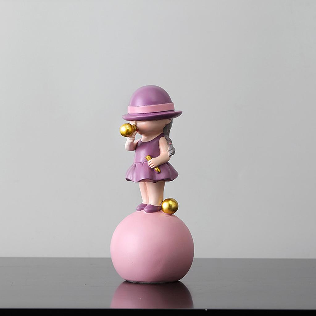 Cute Cartoon Figurine Sculpture Ornament Statue Office Desktop A_Girl_Purple