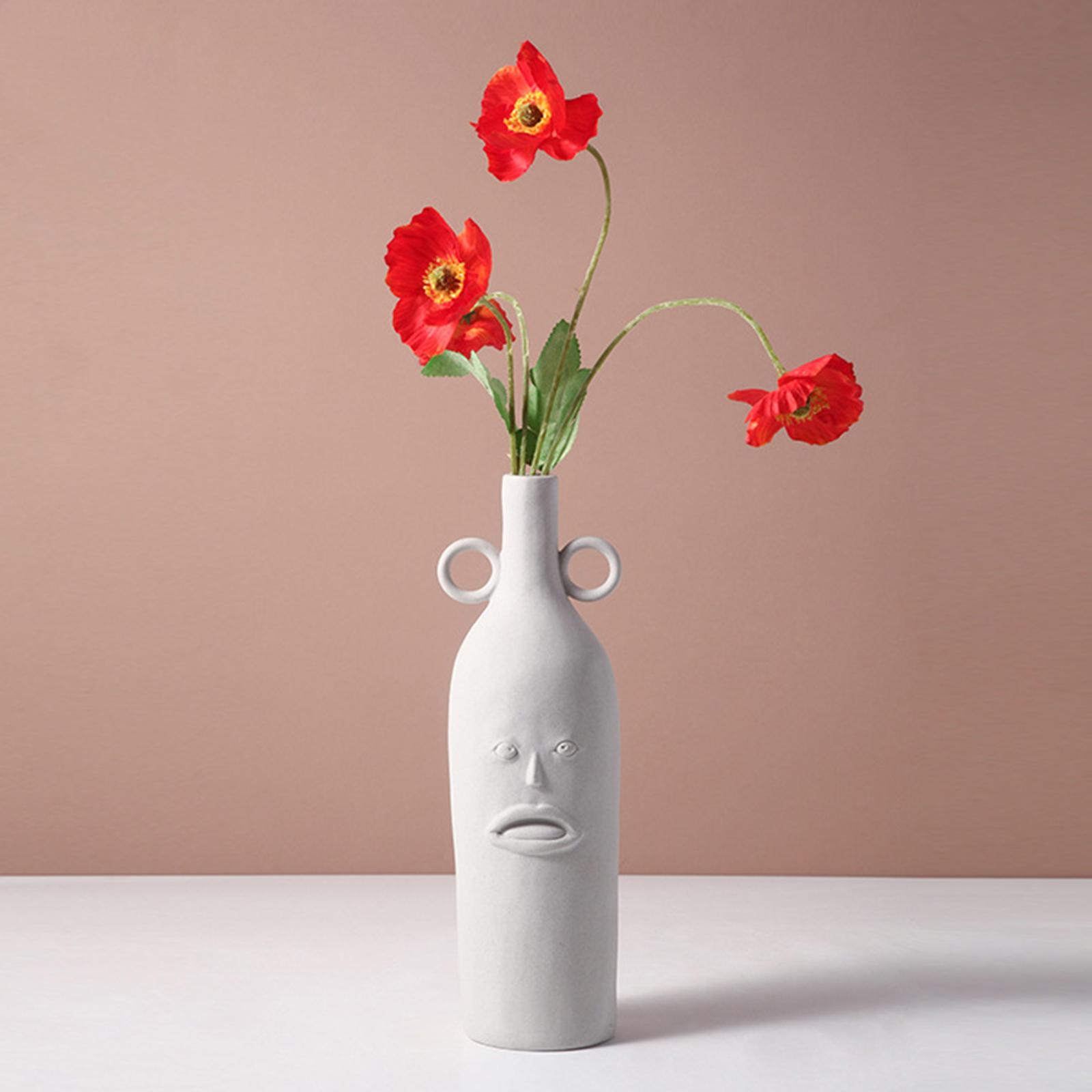 Minimalism Human Face Ceramic Dry Flower Vase Photo Props Sculpture Home C