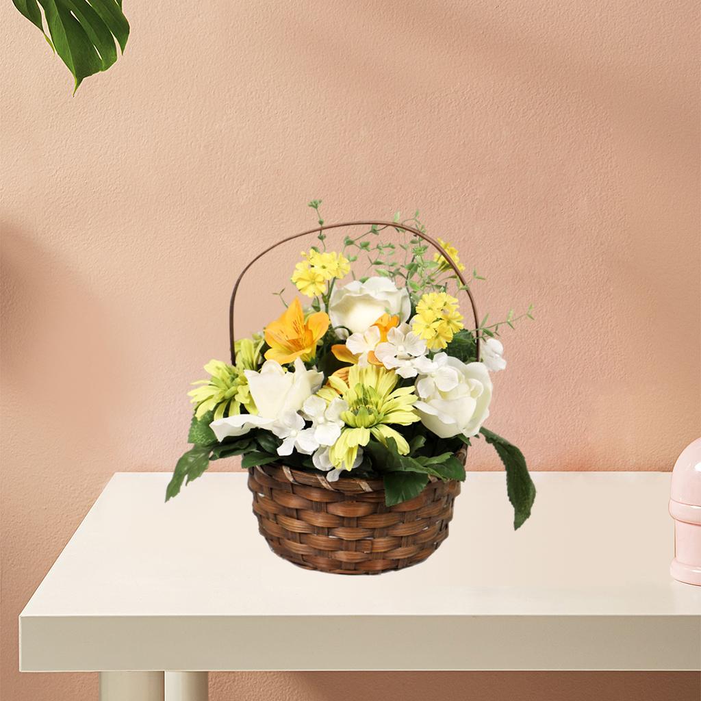 1pc Artificial Flowers Rattan Potted Bonsai Plants Wedding Home Office Decor A