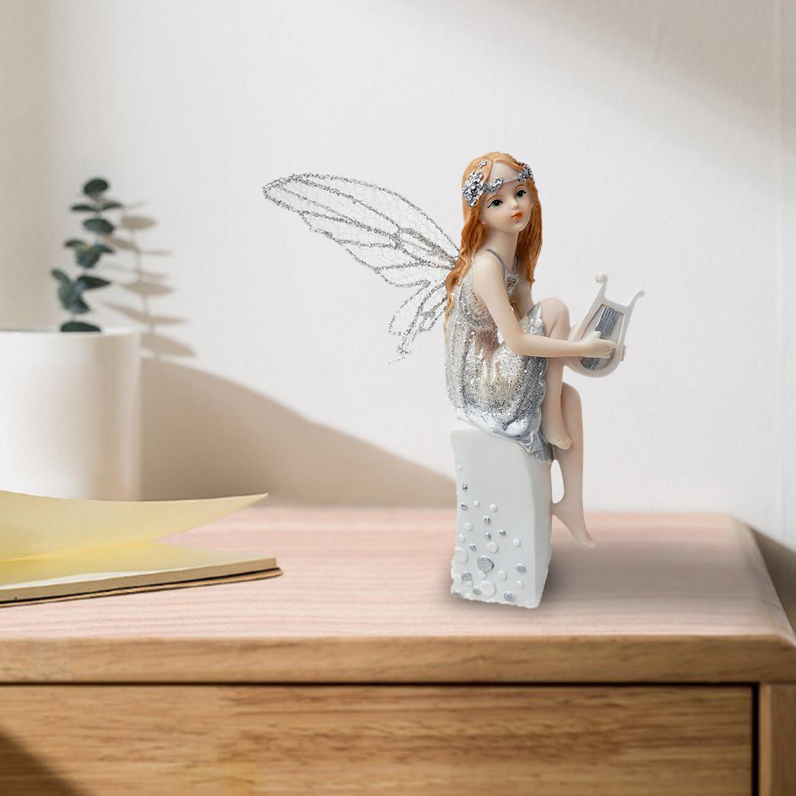 Music Fairy Statue Angel Figurine Wall Shelf Table Desktop Home Office Decor