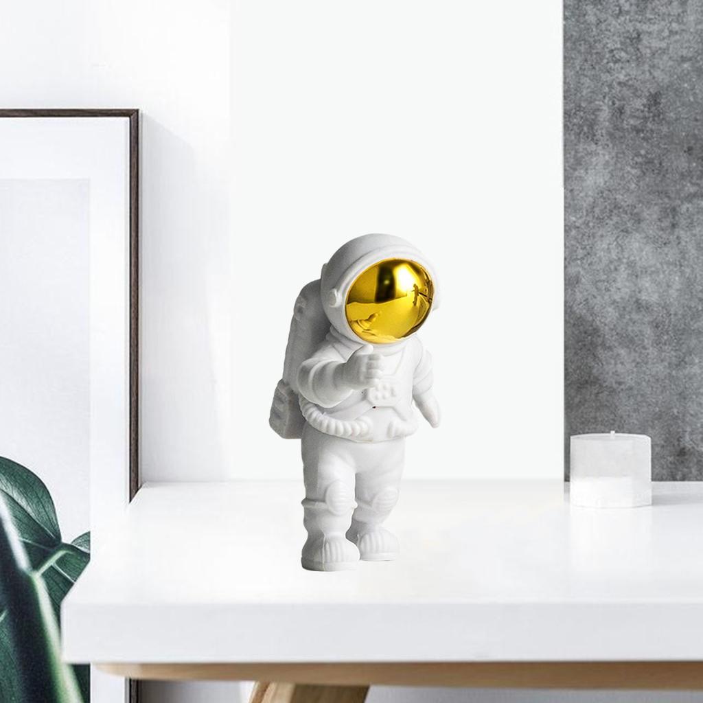 Astronaut Figure Statue Figurine Sculpture Home Office Decoration Golden B
