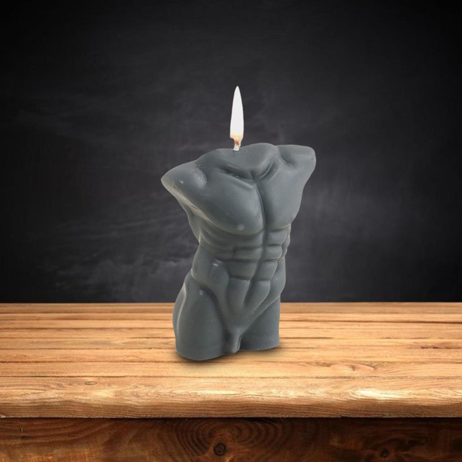 Male's Body Wax Scented Candle Human Body Curve Home Decor Grey