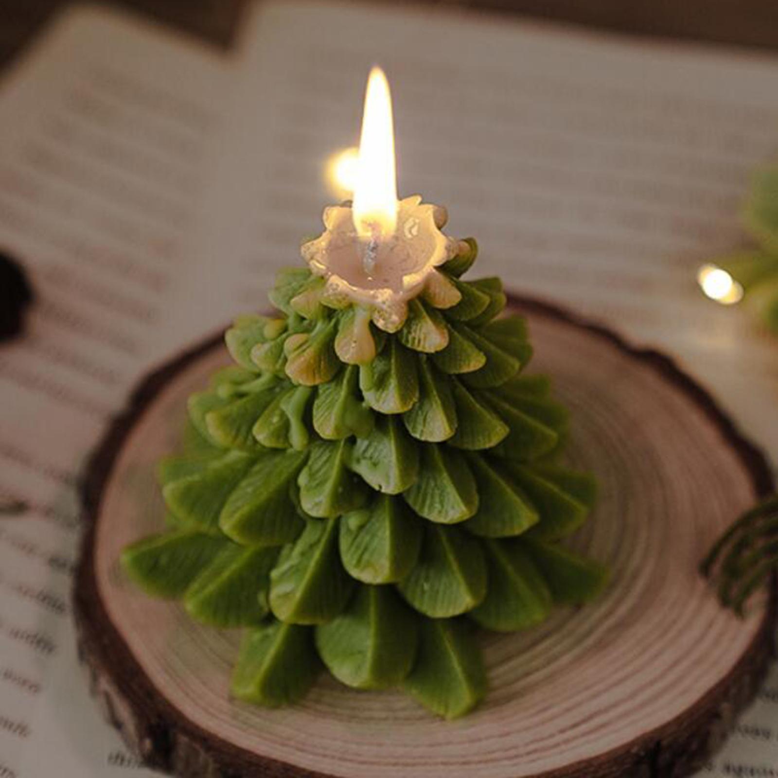 Christmas Tree Wax Scented Candle Creative Curve Home Decor Prop Olive Green