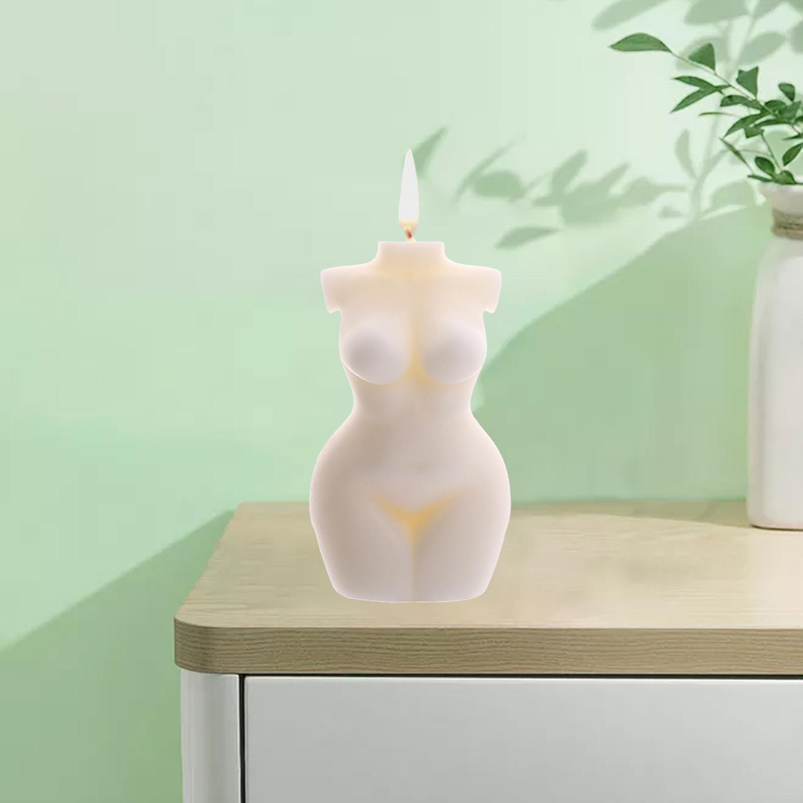 Art Naked Women's Body Torso Relaxing Scented Soy Candle Milky White