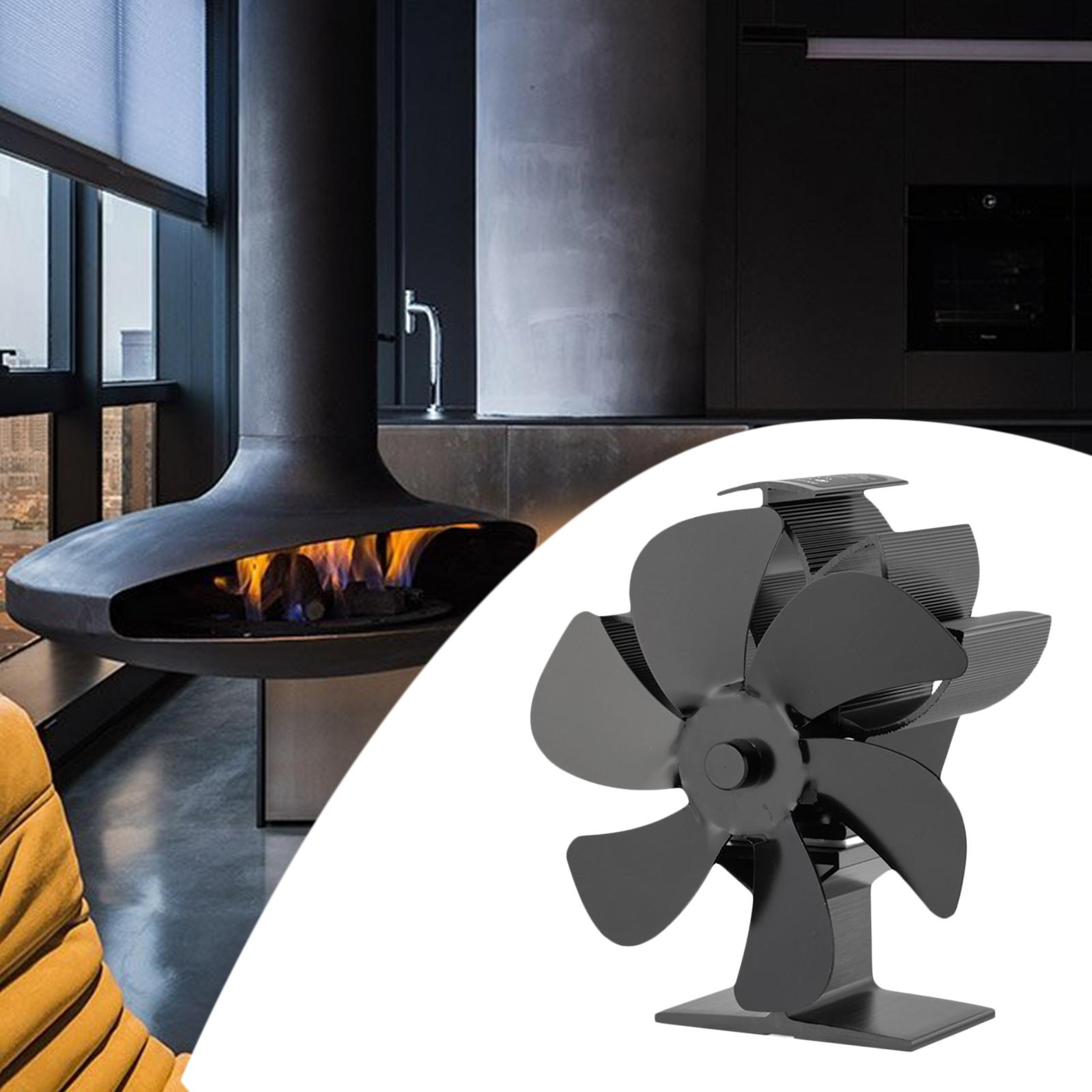 6-Blades Fireplace Fan Stove Fan Heat Powered Eco Log Burner Fuel Saving
