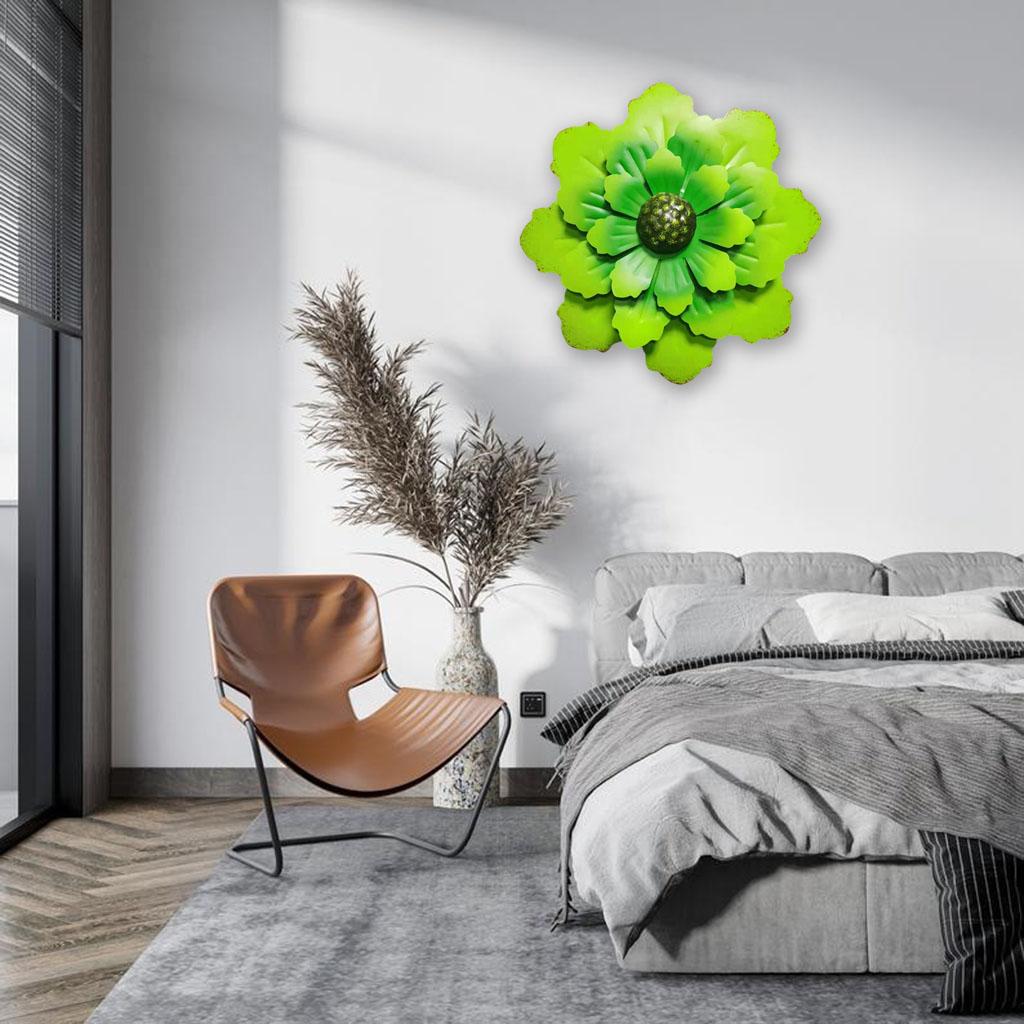 Vibrant Metal Flower Wall Sculpture Art Hanging Indoor Outdoor Home Decor Green