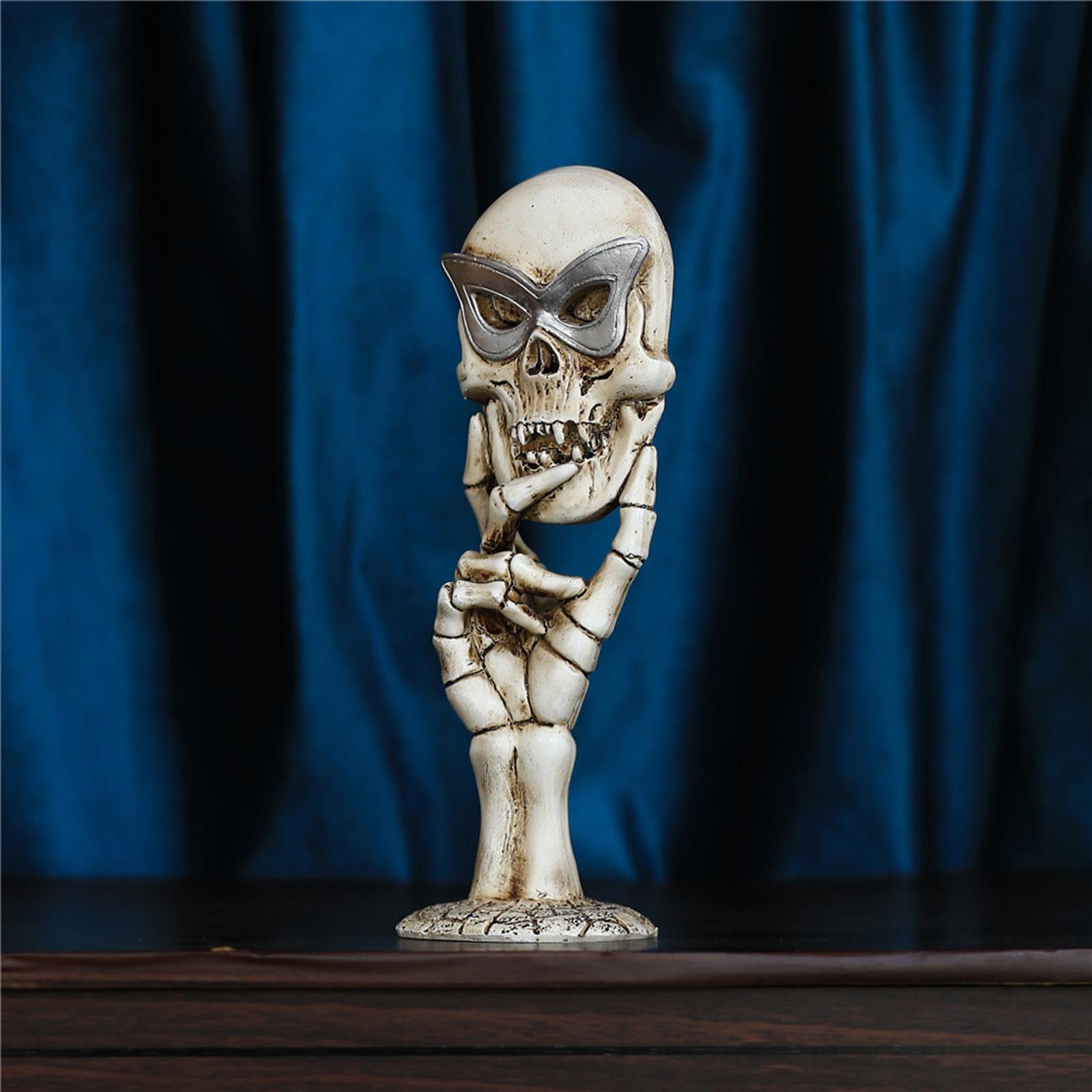 Creative Skull Figurine Makeup Desktop Mirror Bedroom Halloween Props Decor