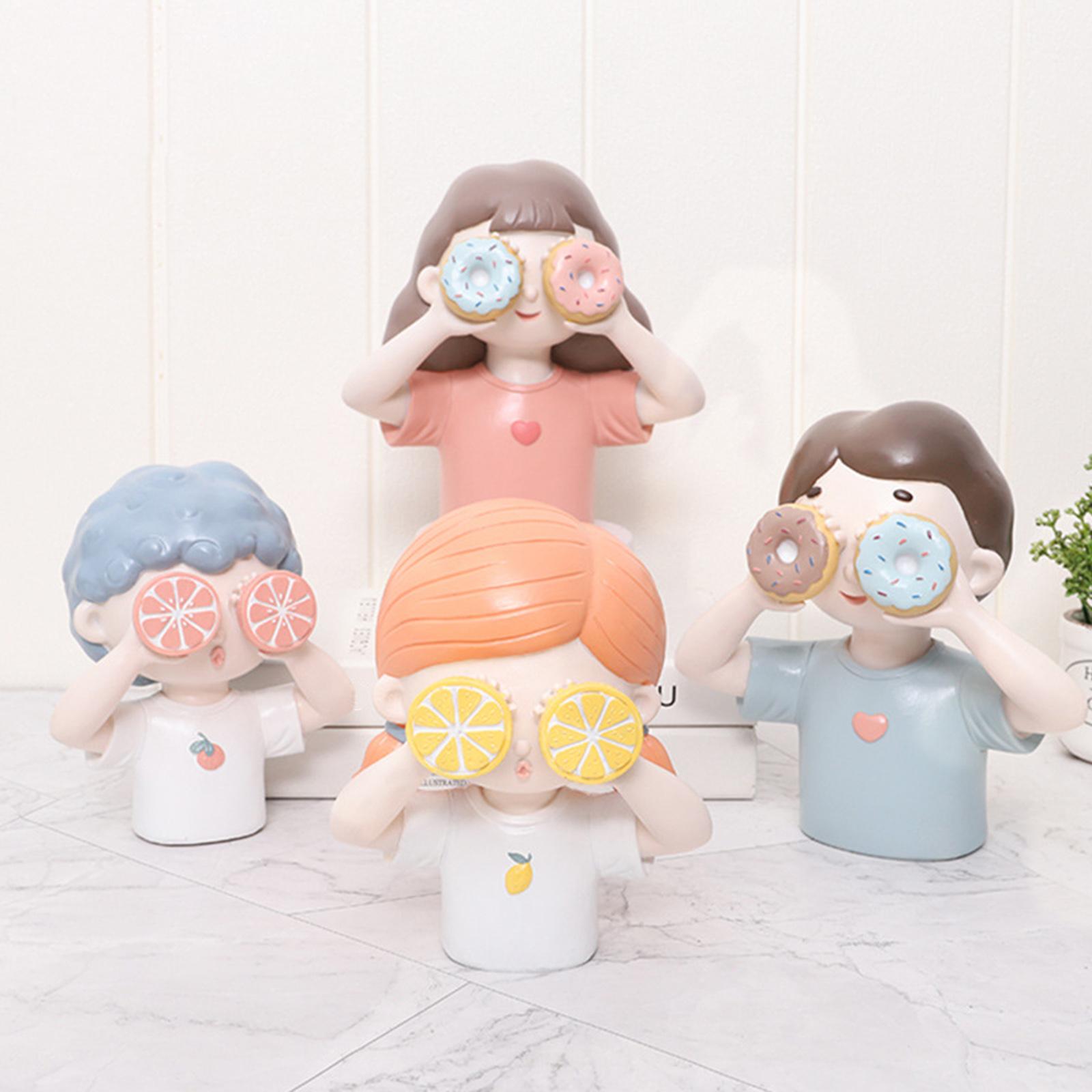 2Pcs Fashion Modern Resin Boy Girl Sculpture Living Room Bookshelf Ornaments