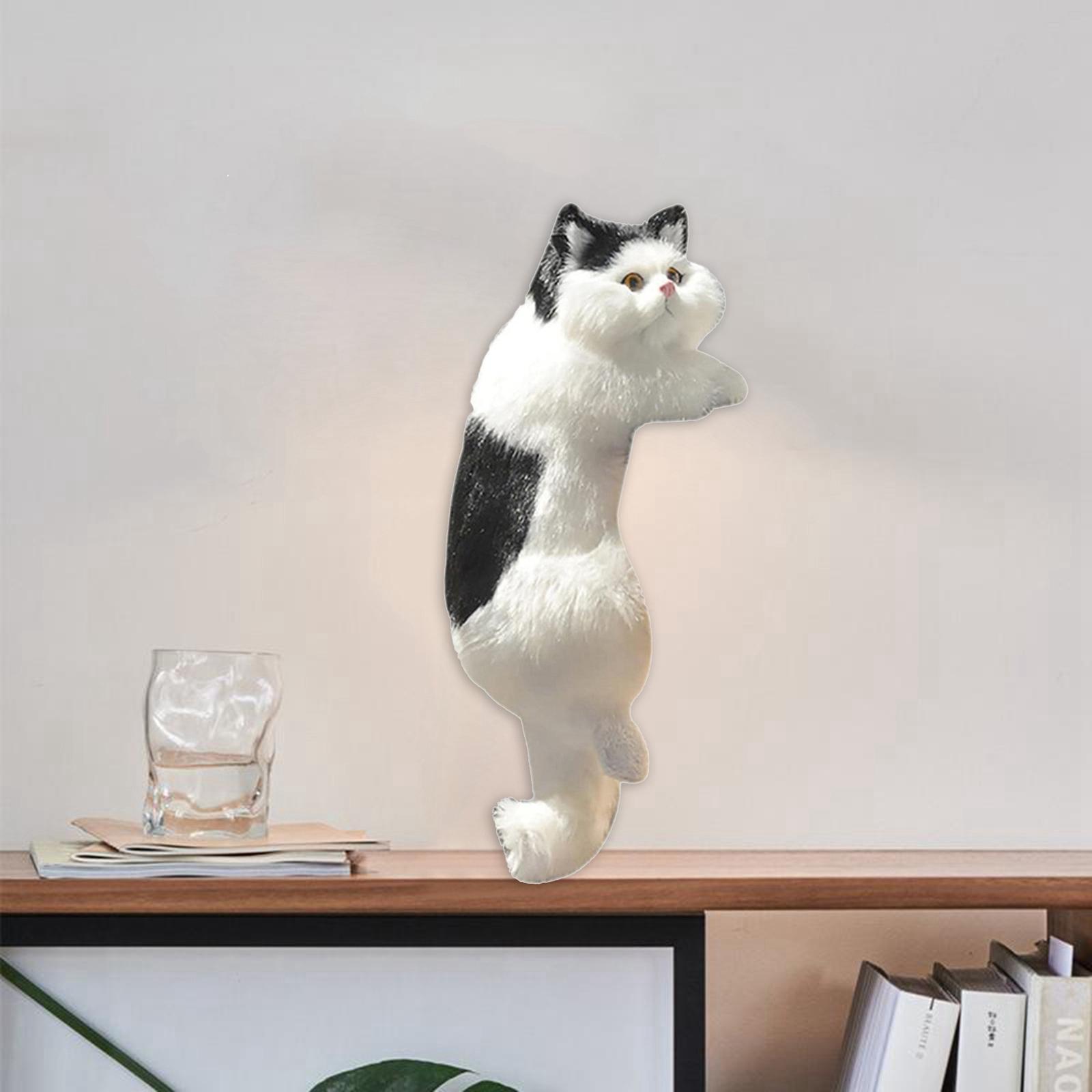 Simulation Plush Cat Statue Animal Modern for Desk Toys White Black