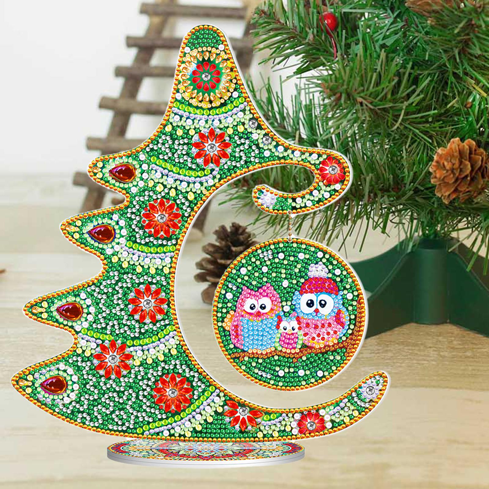 Diamond Painting Christmas Tree Craft 5D DIY Kit Ornament Gifts for New Year Green 25x28.5cm