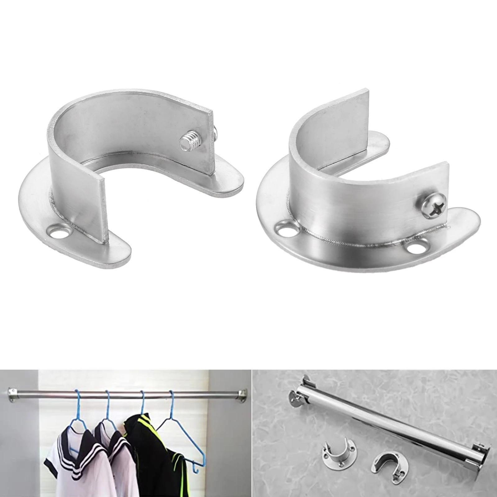 Wardrobe Top Mounted Oval Pipe Clothes Lever Support Bracket 4pcs 25MM