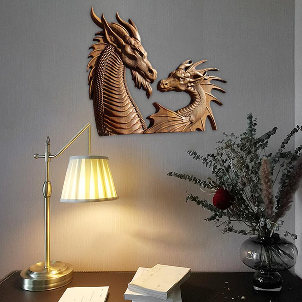 Nordic Dragon Sculpture Wall Art Carving for Home Bedroom Decor 13x0.8x12cm