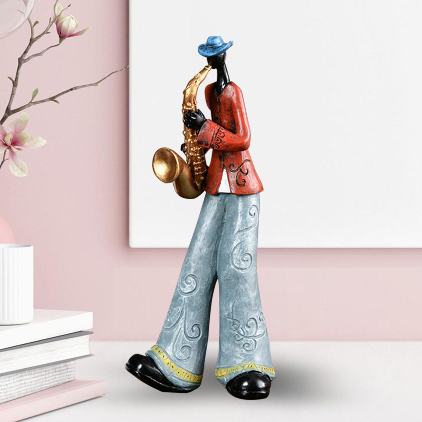 Rock Band Resin Statue Music Art Character Model Figurines 11x28cm Saxophone