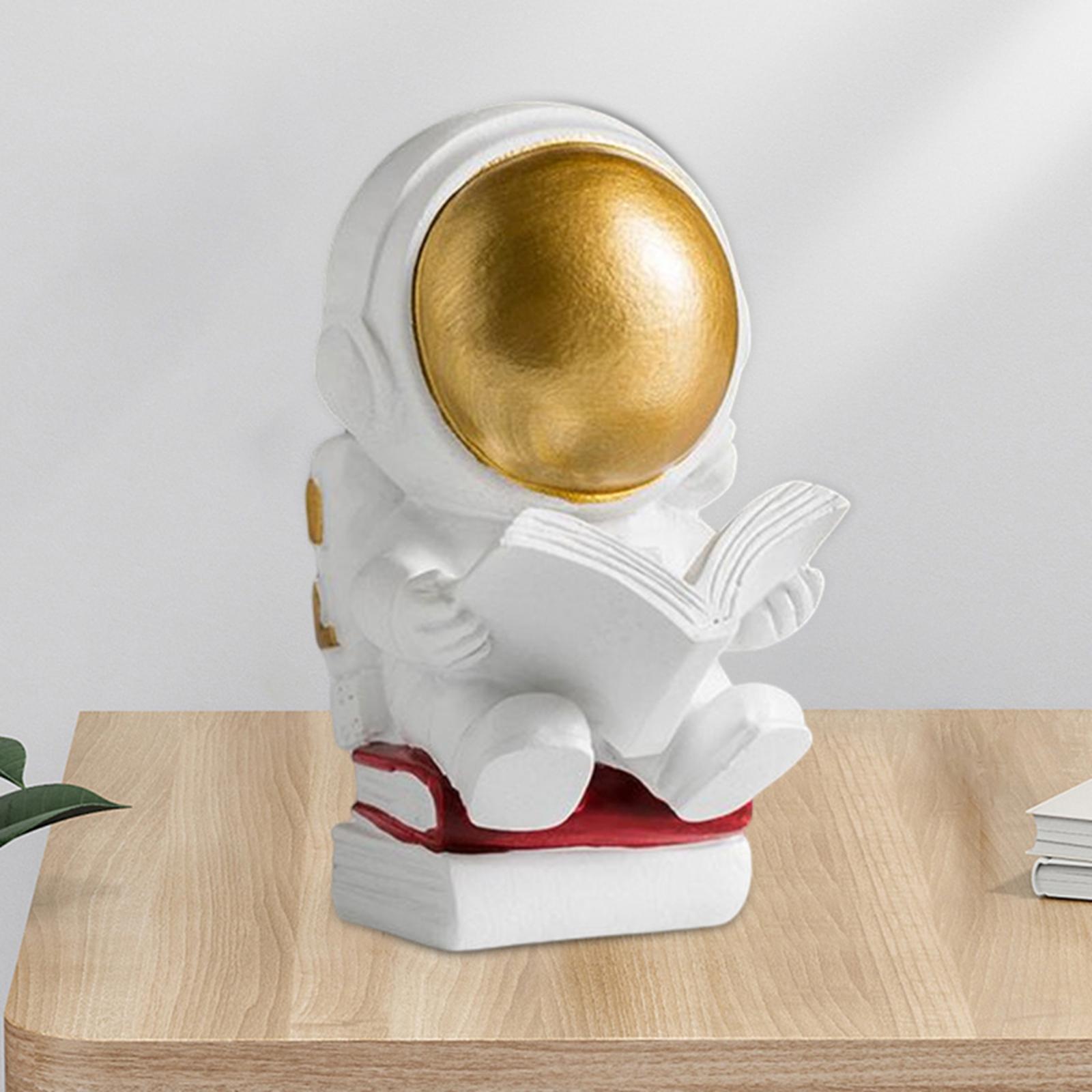 Astronaut Action Statue Desktop Decor Living Room Office  golden reading