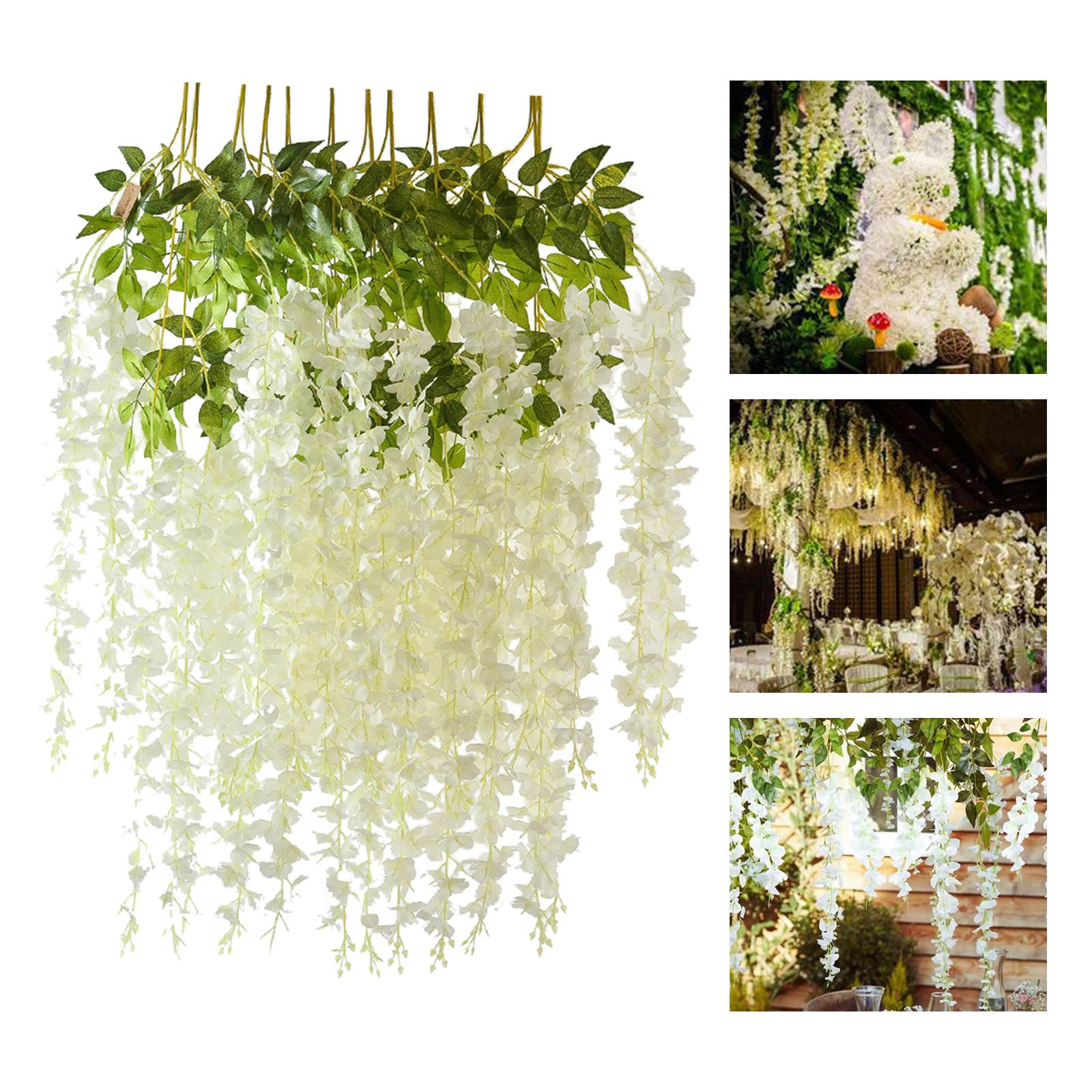 12x Artificial Wisteria Garland Arch Simulation Flower for Wedding Wall White