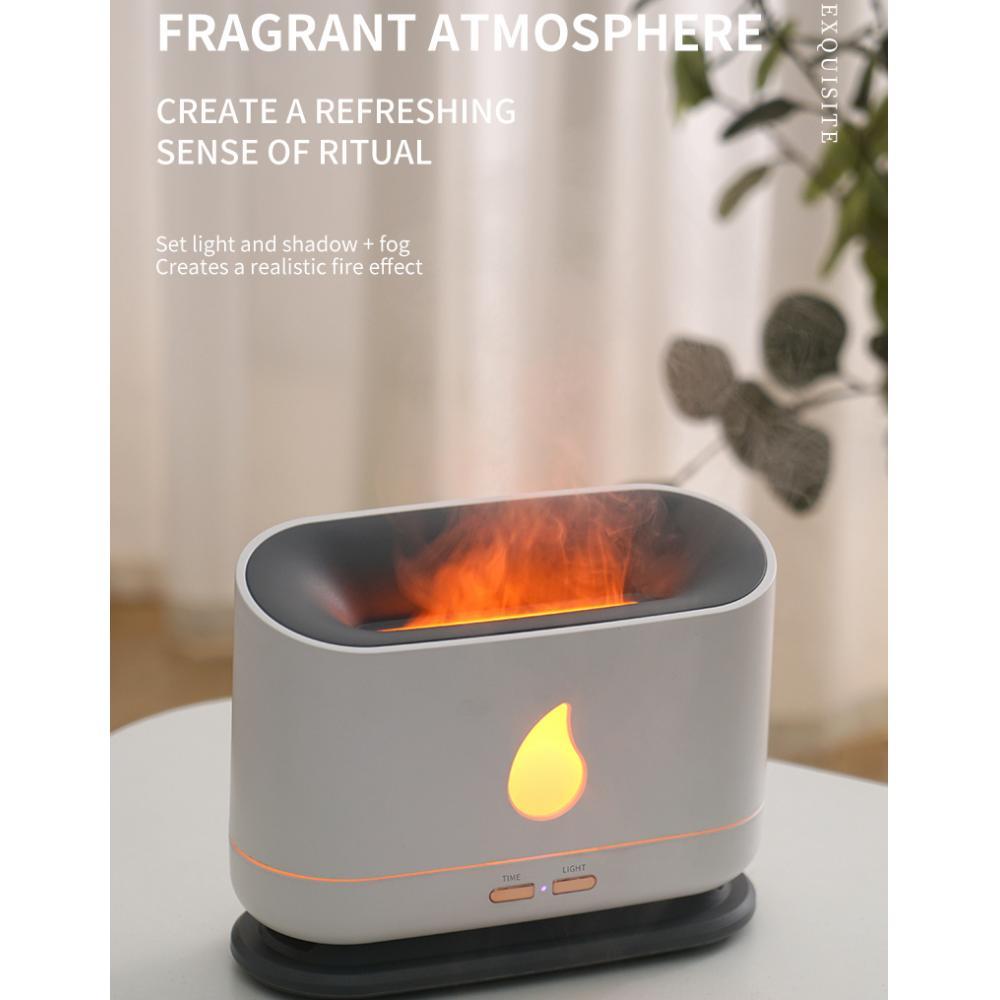 USB Cool Mist Humidifier Simulation Flame Light Waterless Auto Shut Off