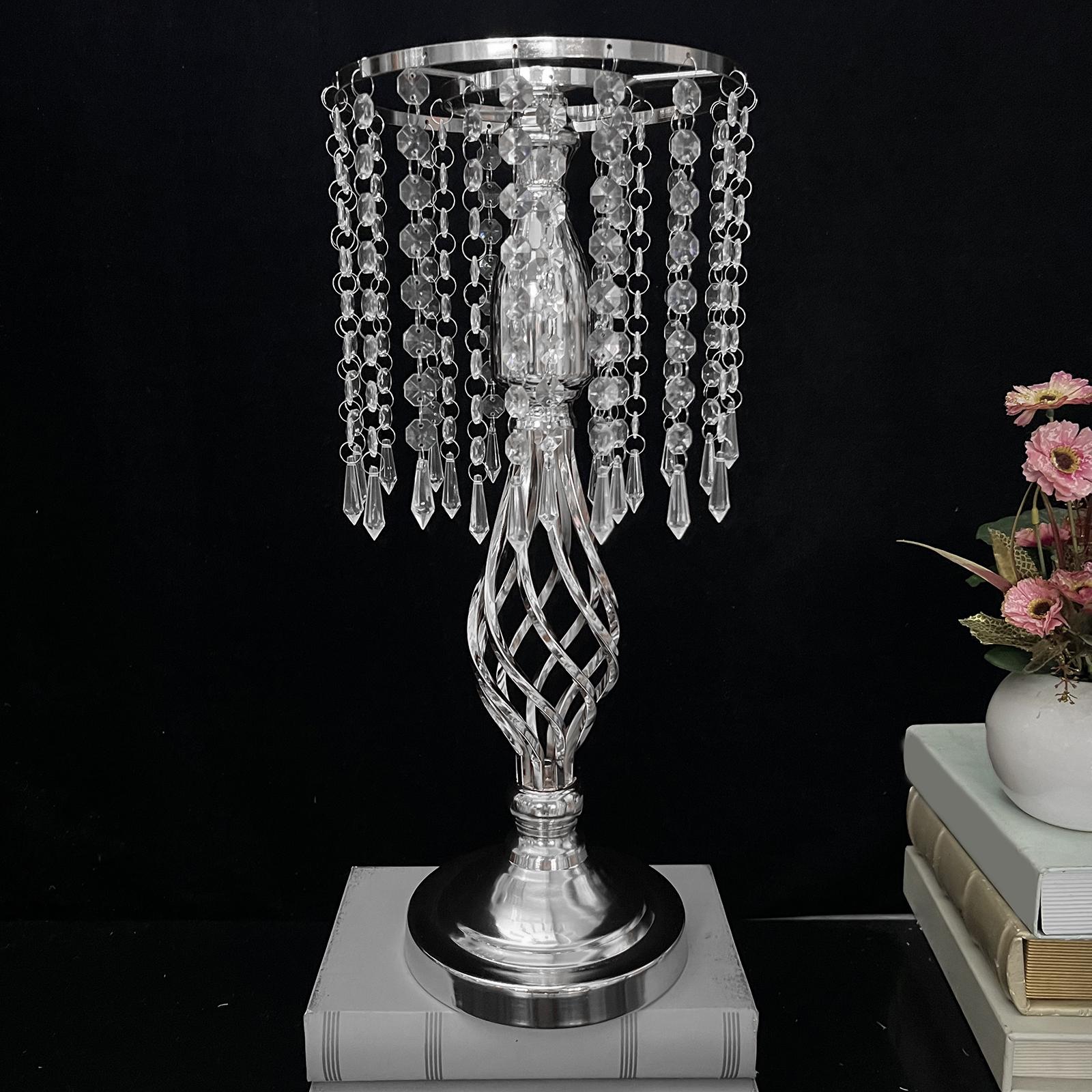 Crystal Candle Holder Candlesticks for Wedding Event Silver 7.87x17.72in