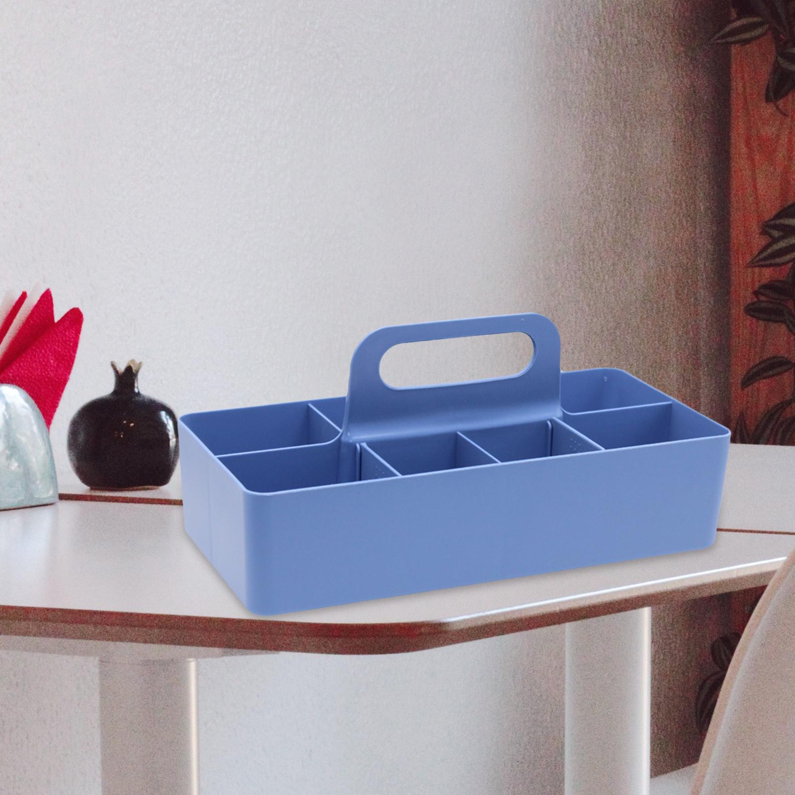 Storage Box Classification Desktop Basket Divider Multi Grid Case blue