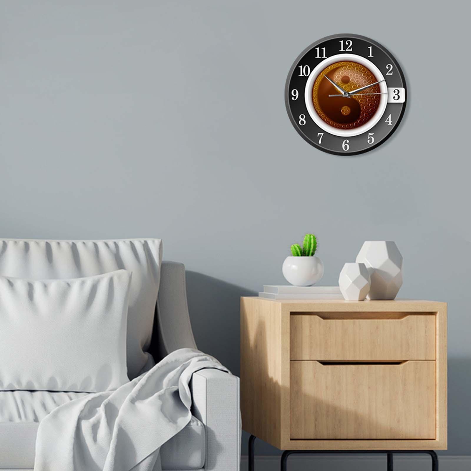 Coffee Cup in Yin and Yang Symbol Wall Clock for Cafe Shop Living Room