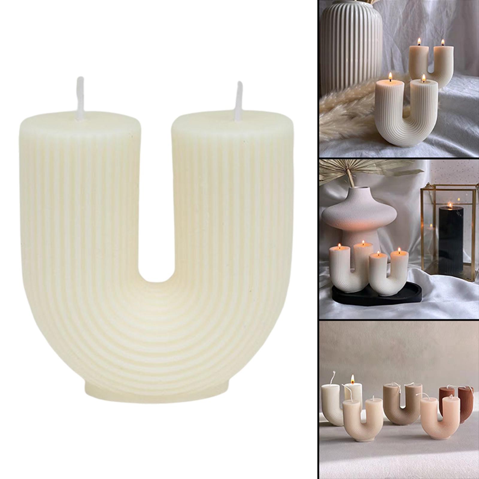 Geometric Scented Candles U Shaped Home Decorative Soy Wax Candle white