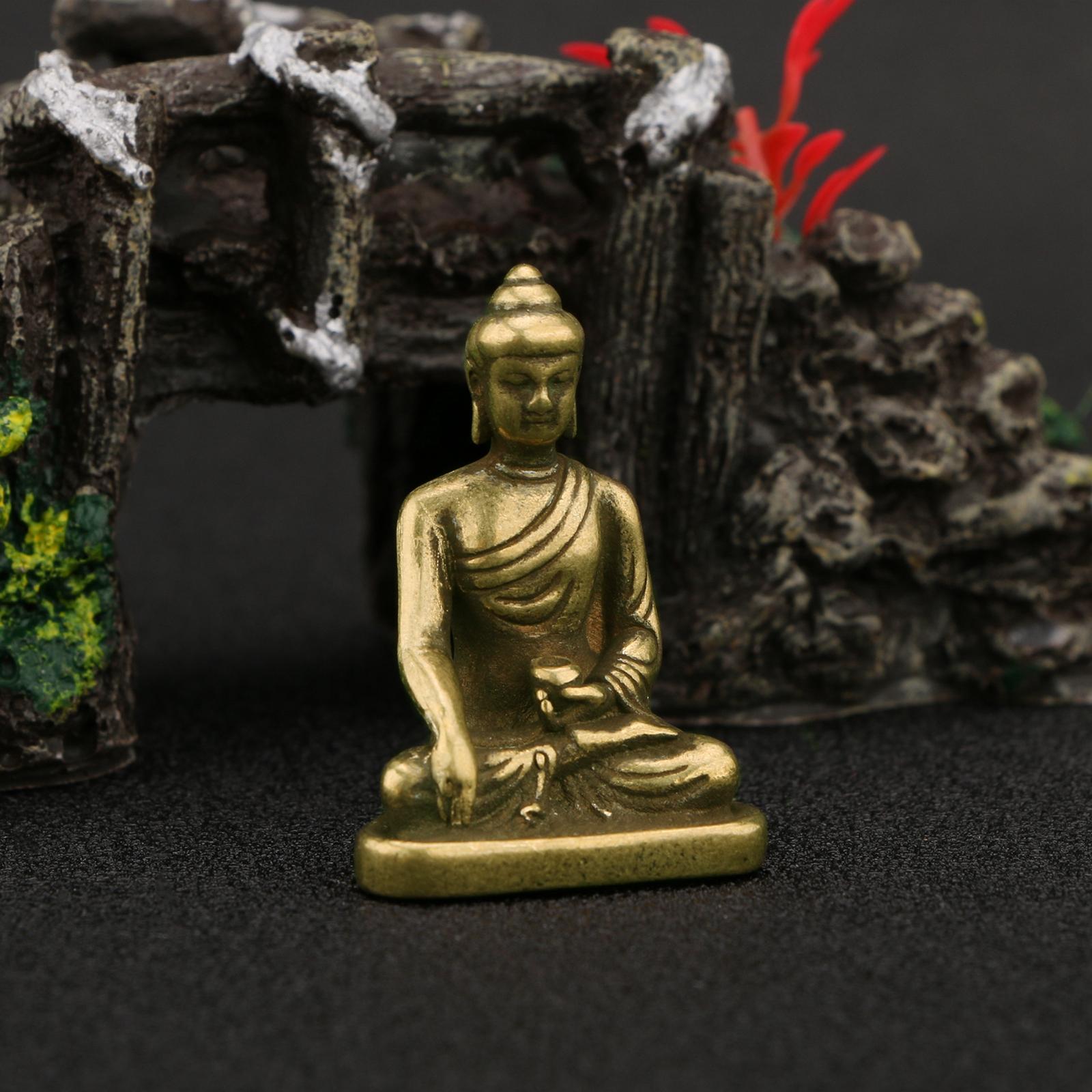 Seated Buddha Statue Copper Sitting Figurines Ornaments for Household