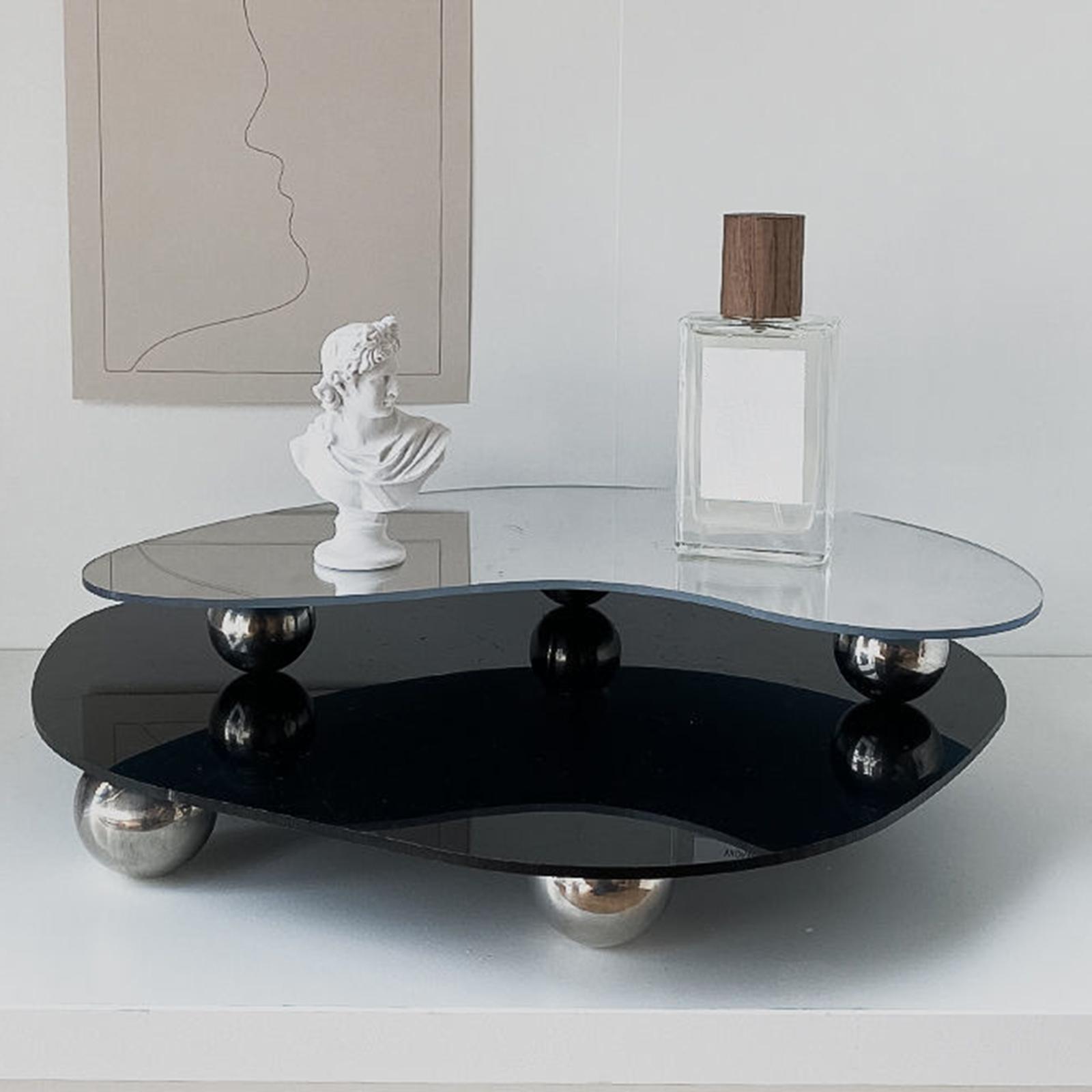 Display Vanity Tray Perfume Plate Serving Tray for Bedroom Background Home 29x25x4cm Black